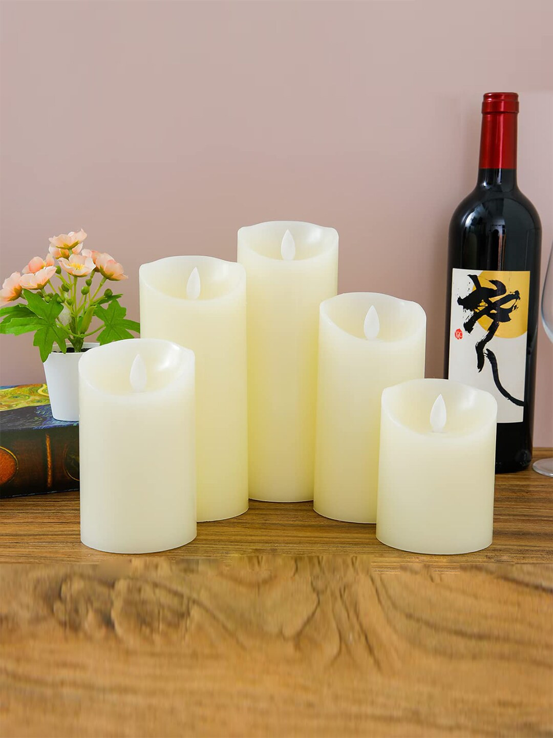 Kuber Industries Grey Set Of 5 LED Candles