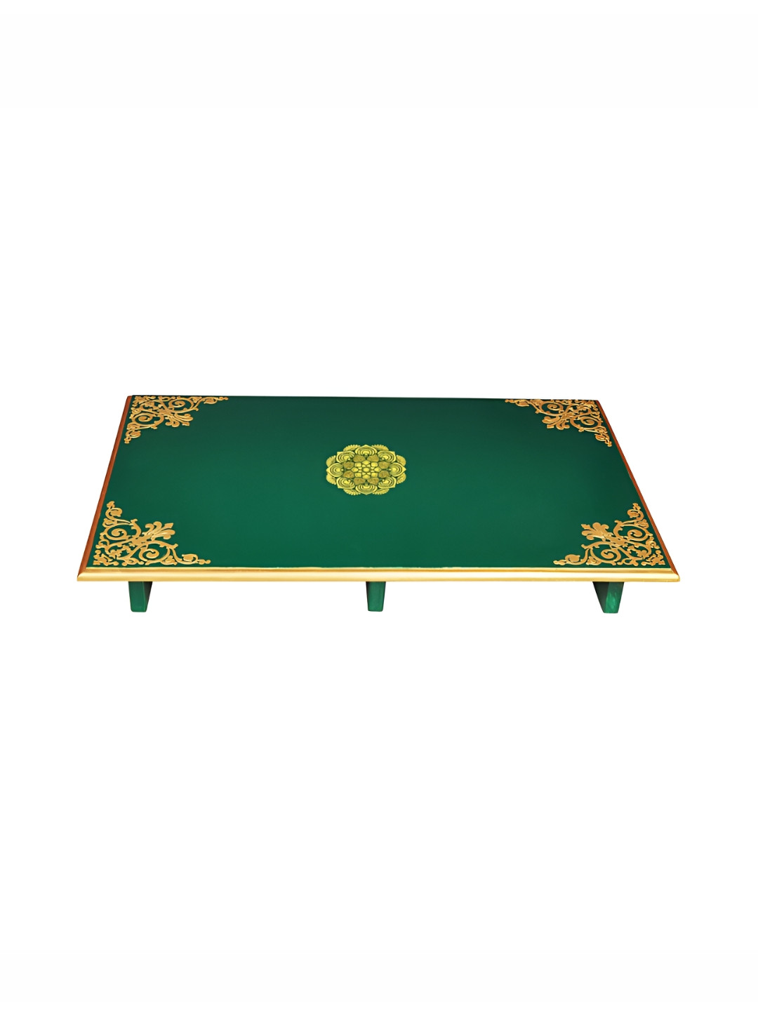 Lal Haveli Green MDF Wooden Chowki Stool