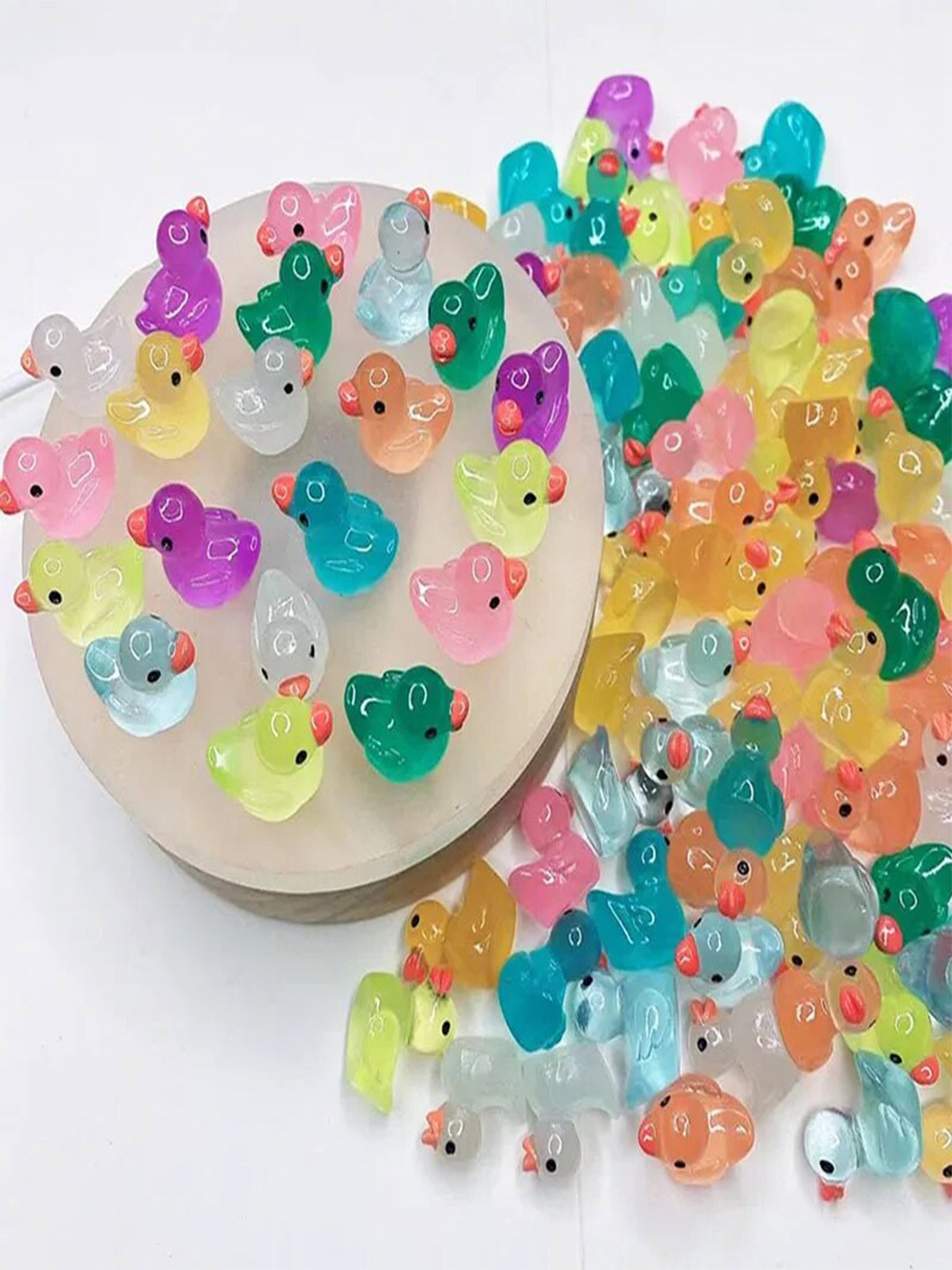 CHOCOZONE Pink & Green 30 Pcs Duck Miniatures Garden Accessory