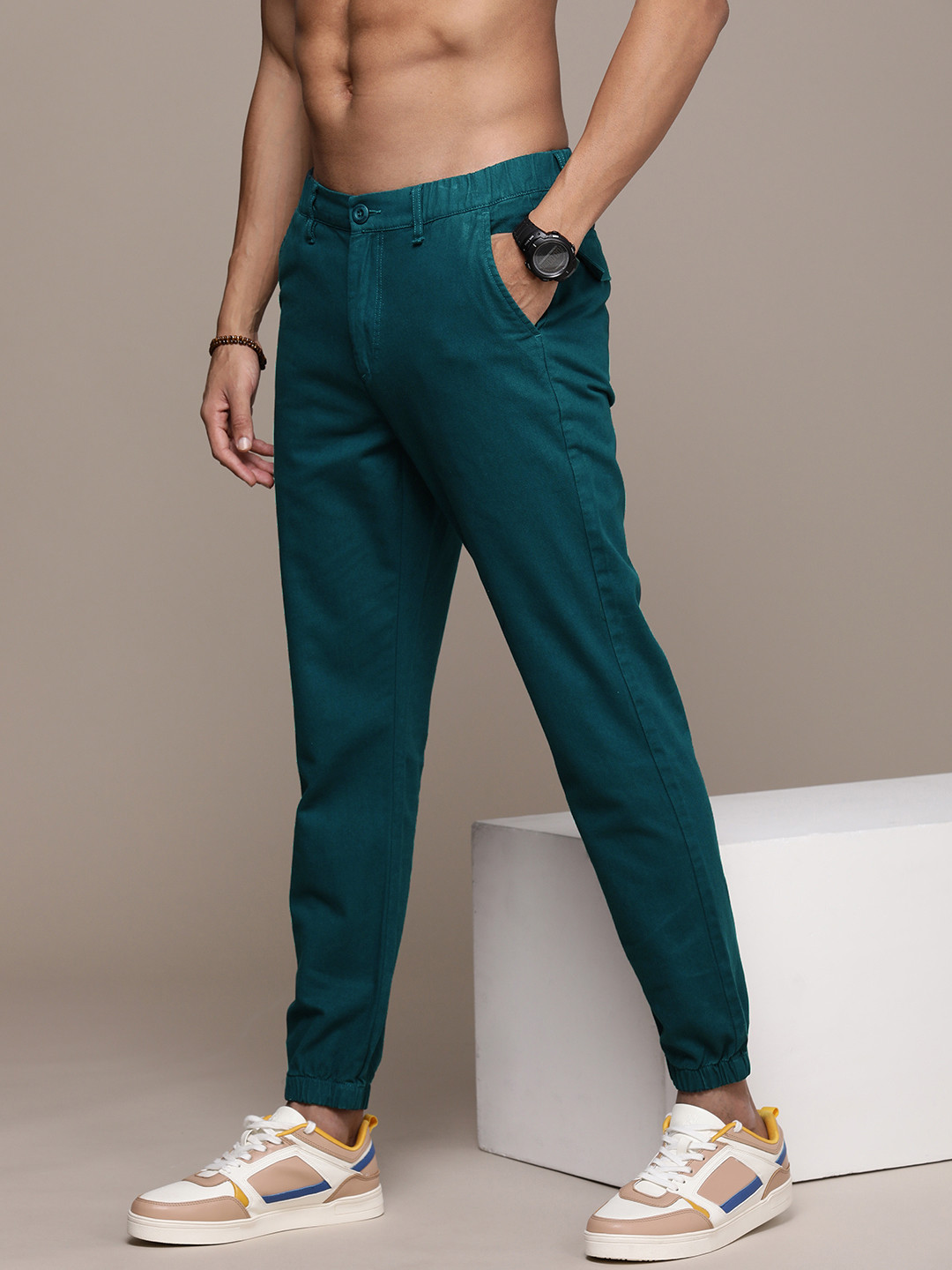 Roadster Men Relaxed Fit Pure Cotton Joggers