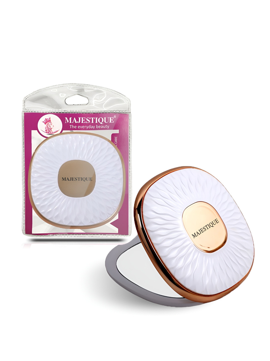 MAJESTIQUE Transparent Dual Magnifying Compact Pocket Mirror