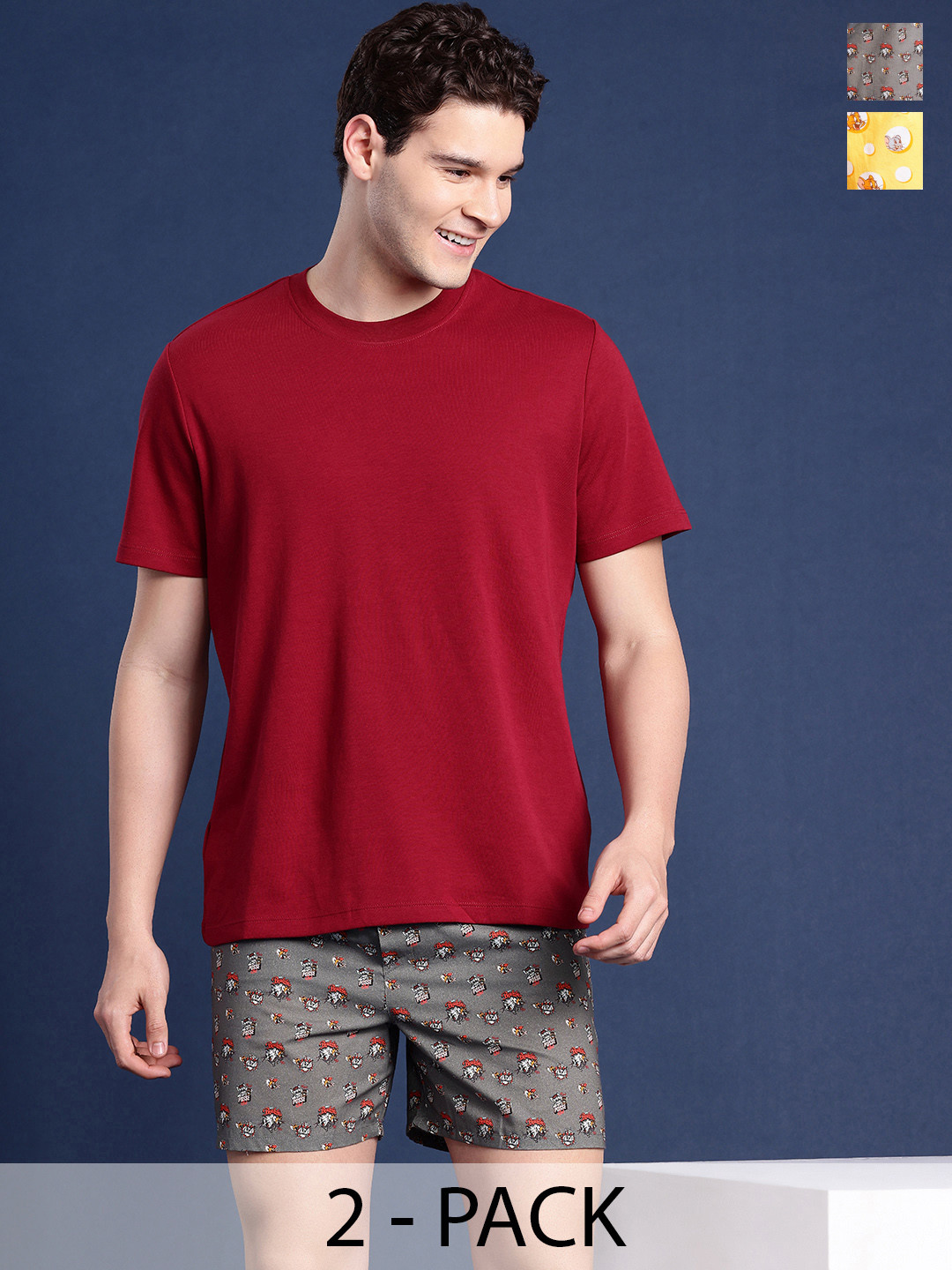 Mast & Harbour Men Pack of 2 Printed Assorted Pure Cotton Boxers M&H-KEN-MBOX- PRINT-02SJ