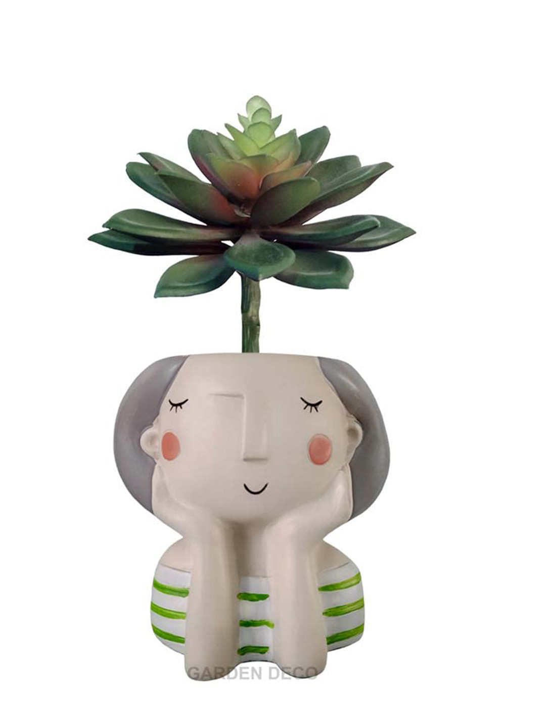 Garden Deco Green & Red Succulent Artificial Plant