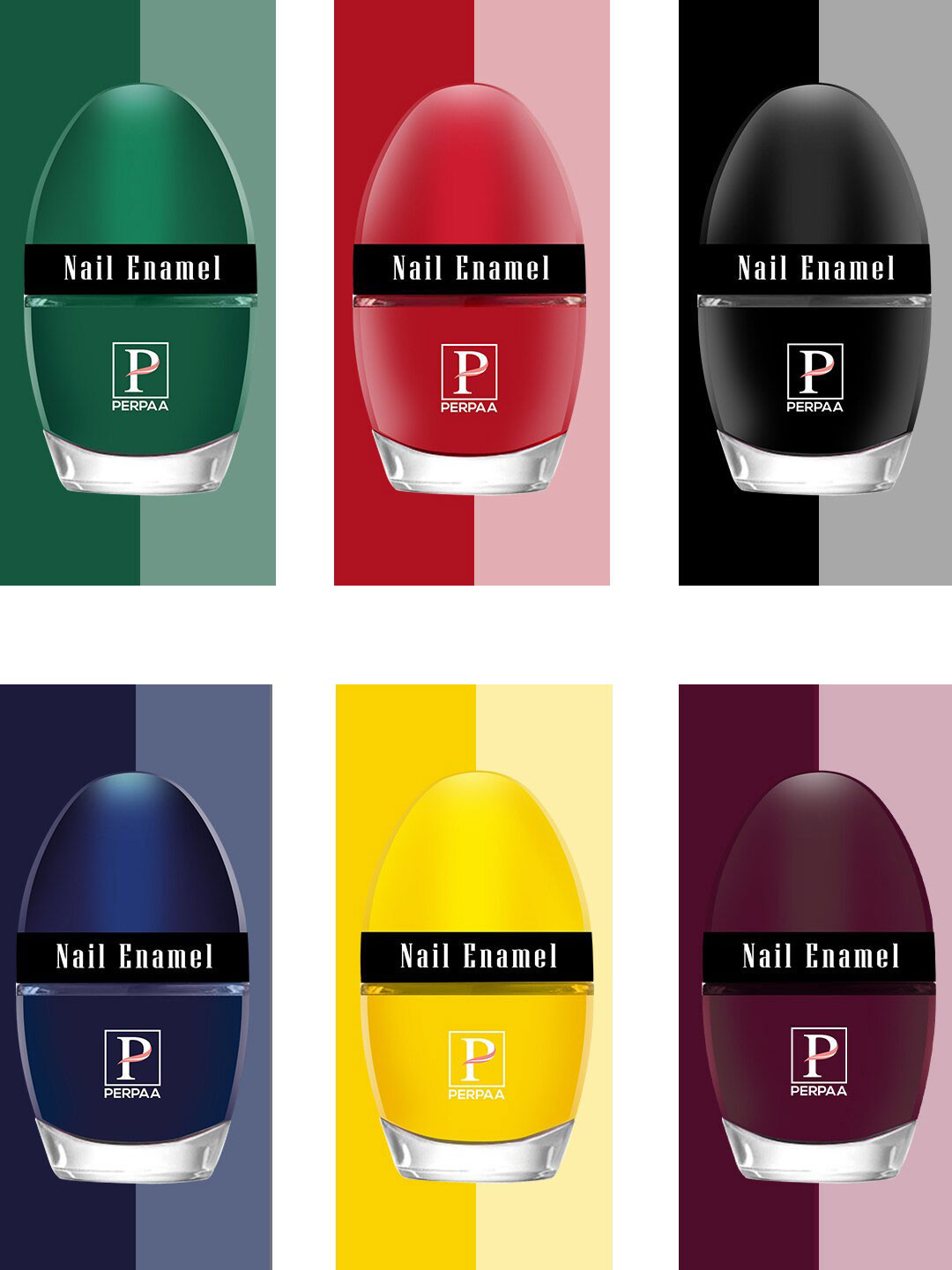 PERPAA Set Of 6 Tiny Glaze Long-Lasting Nail Enamel - 5ml Each