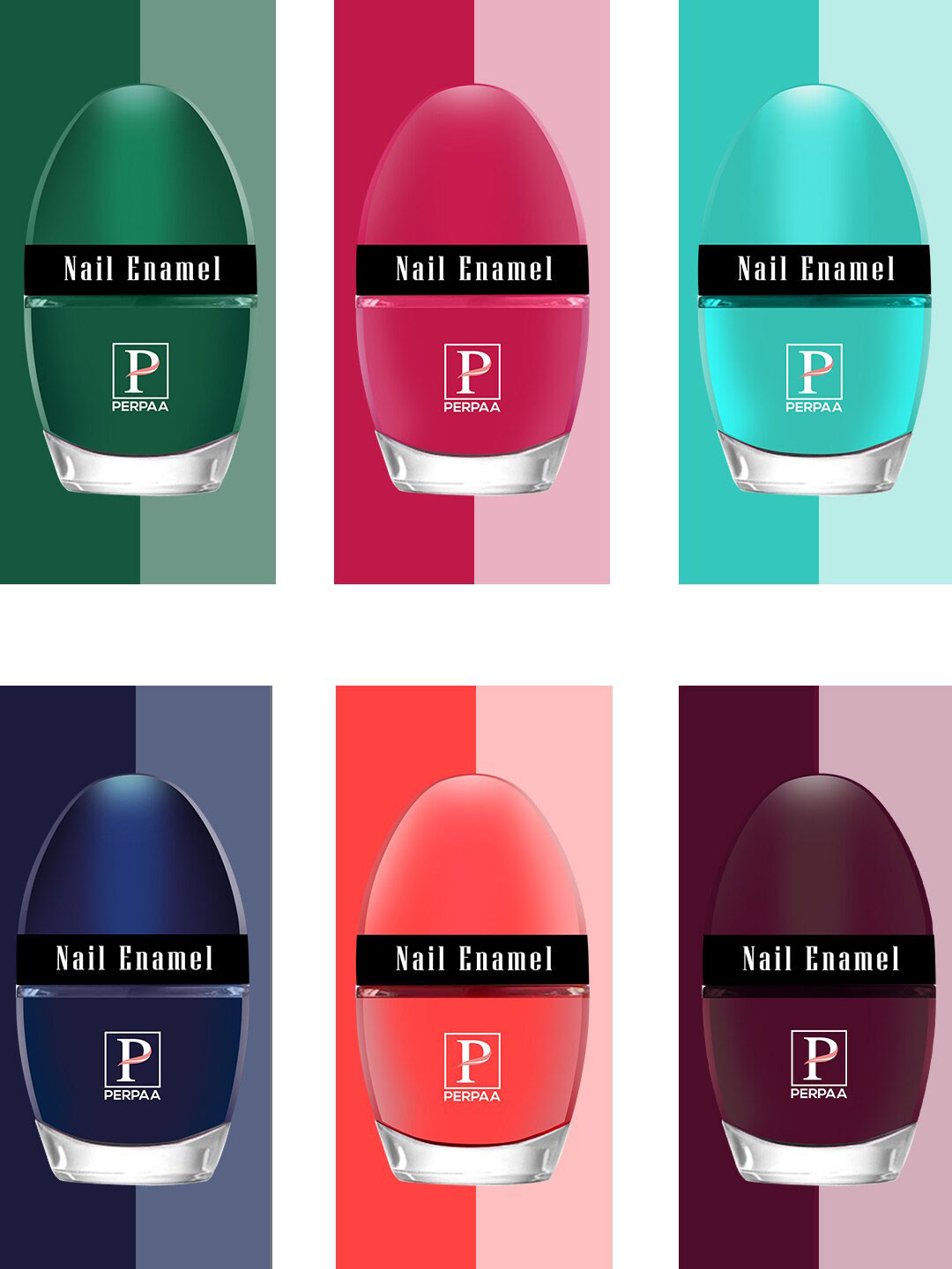 PERPAA Set Of 6 Tiny Glaze Long-Lasting Nail Enamel - 5ml Each
