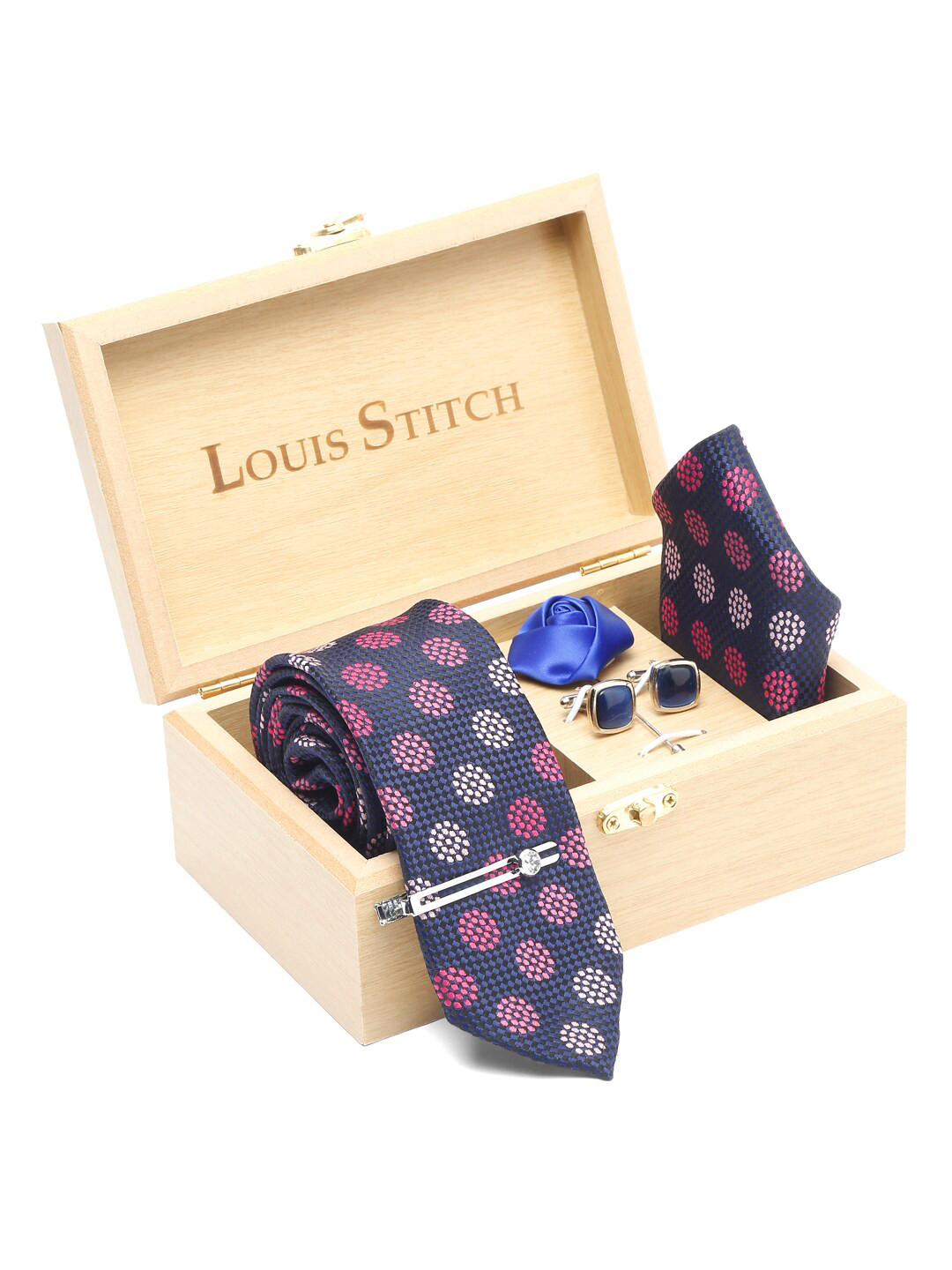 LOUIS STITCH Woven Design Necktie Accessory Gift Set