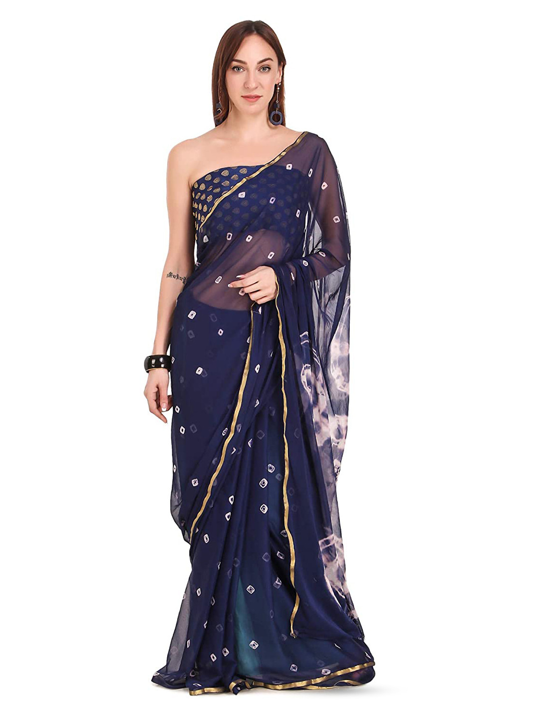 Reboot Fashions Bandhani Zari Pure Chiffon Bandhani Saree