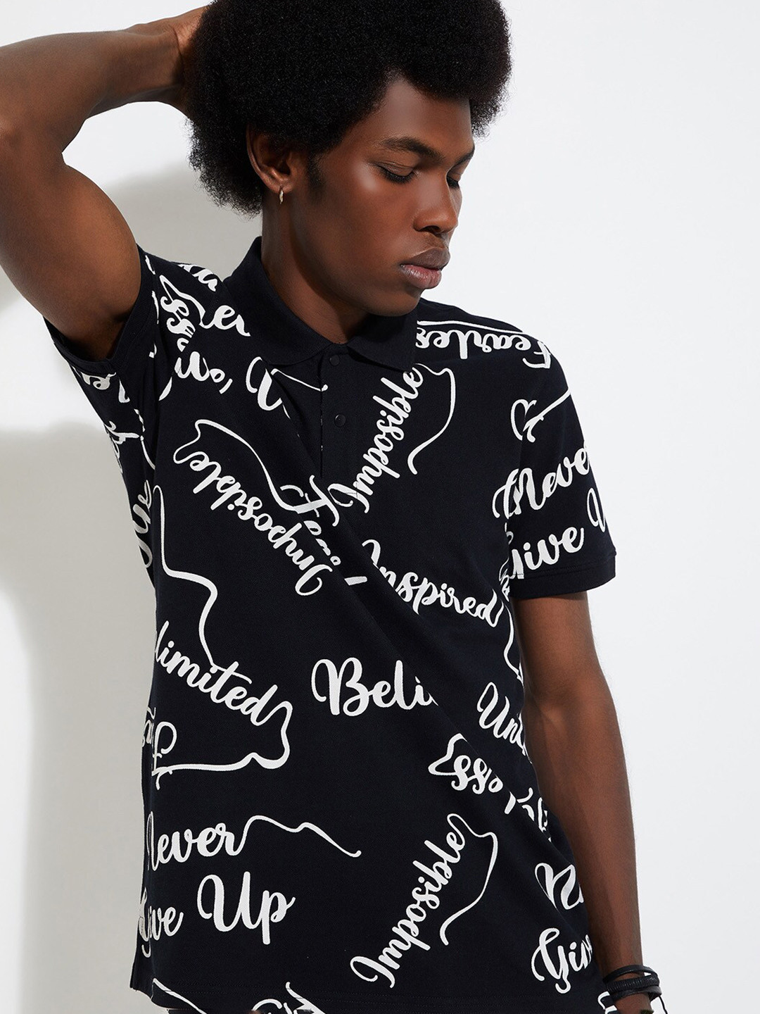 max URB_N Slim Fit Typography Printed Pure Cotton Casual T-shirt