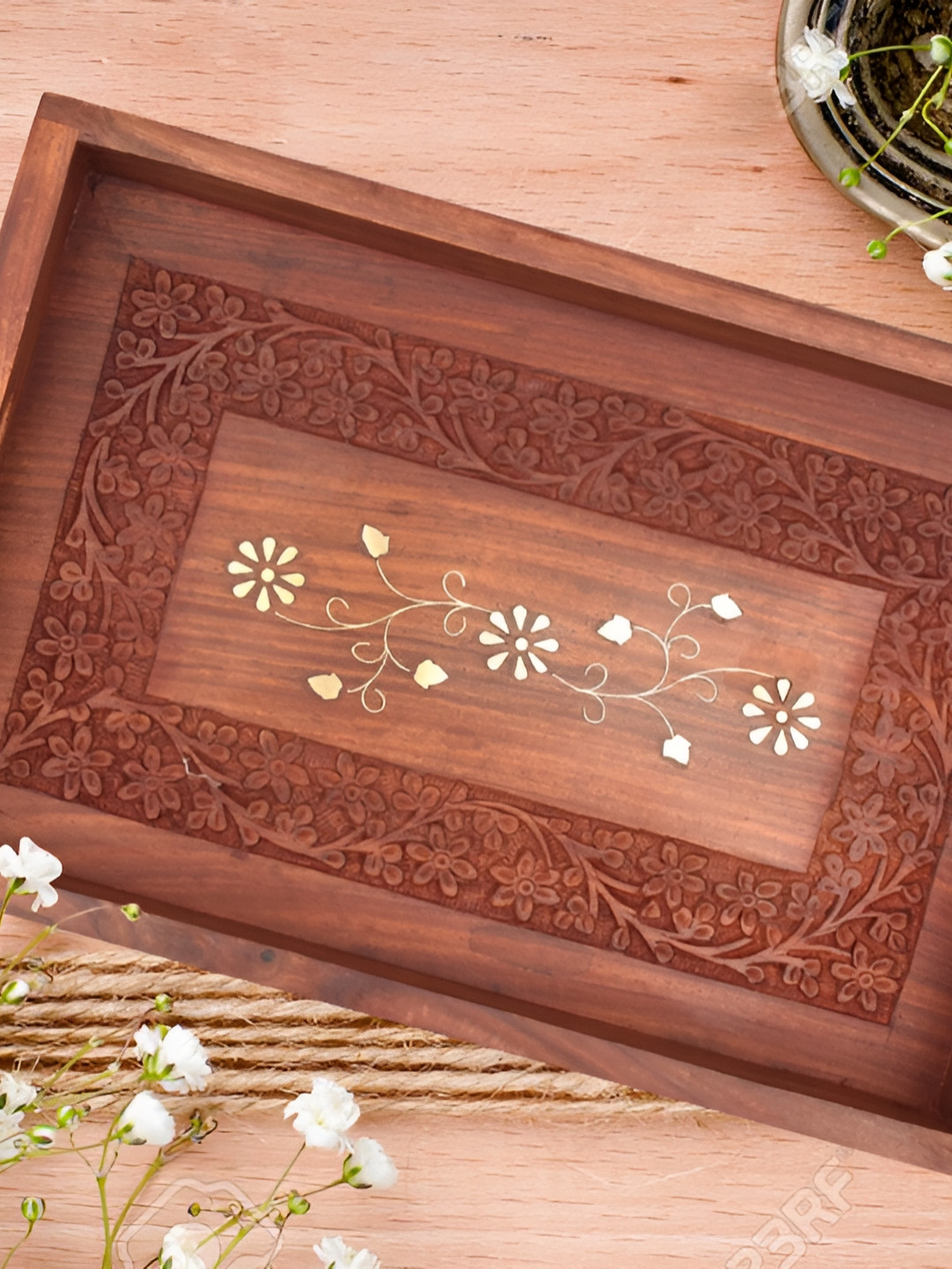 natureCRAFTS Brown Rectangle Serving Tray