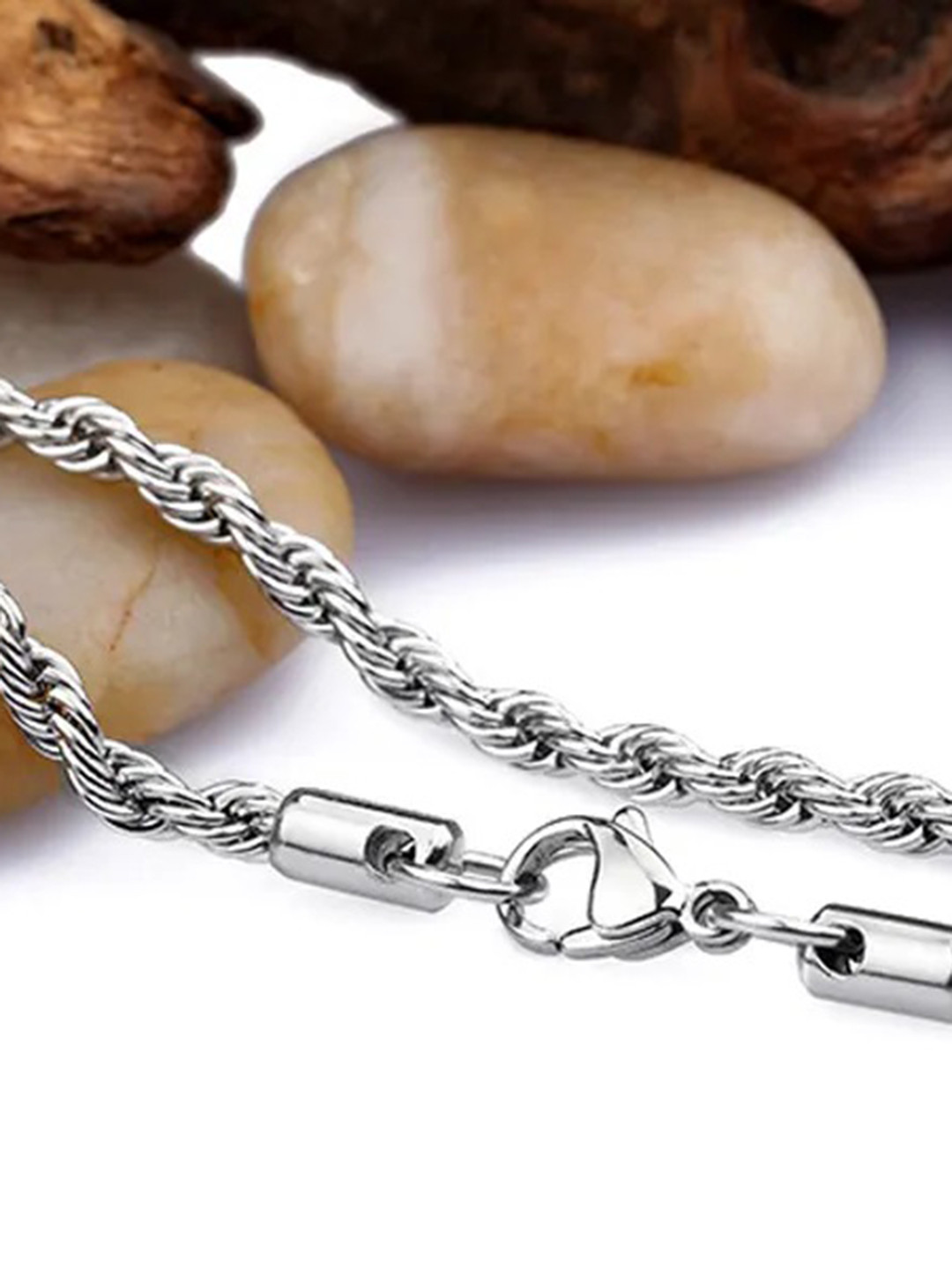 MEENAZ Men Silver-Plated Stainless Steel Statement Chains
