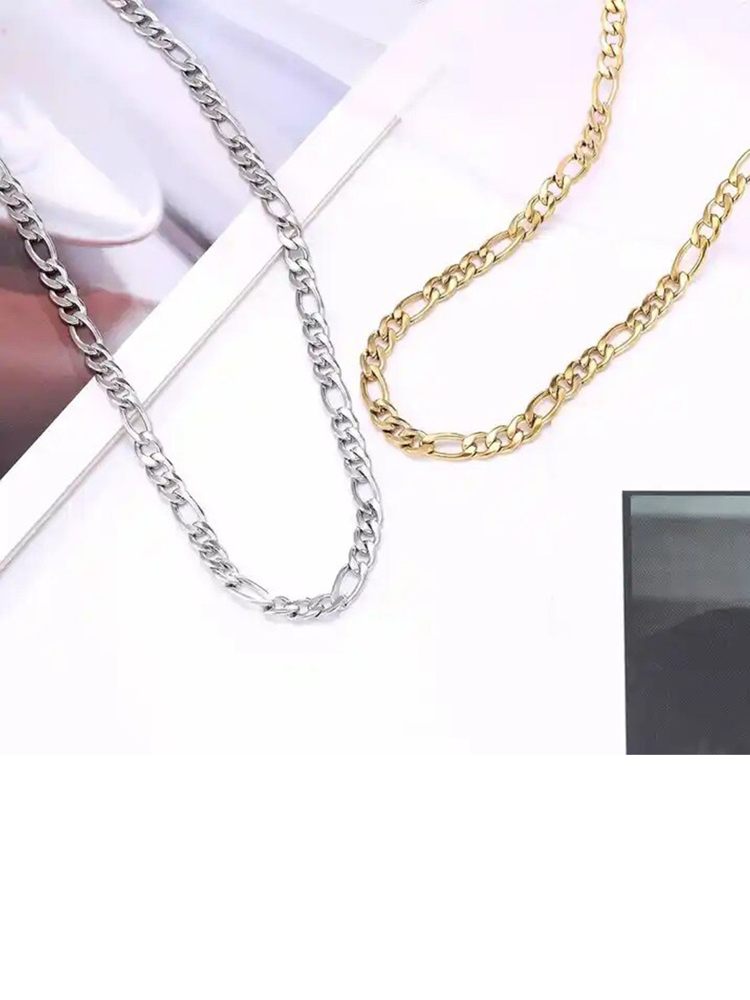 MEENAZ Men Set Of 2 Silver-Plated Chain