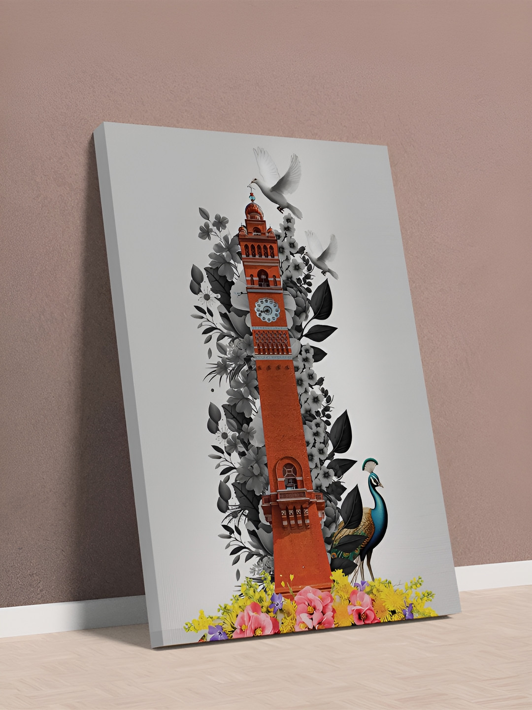 Art Street Grey & Rust Lucknow Clock Tower Wall Paintings