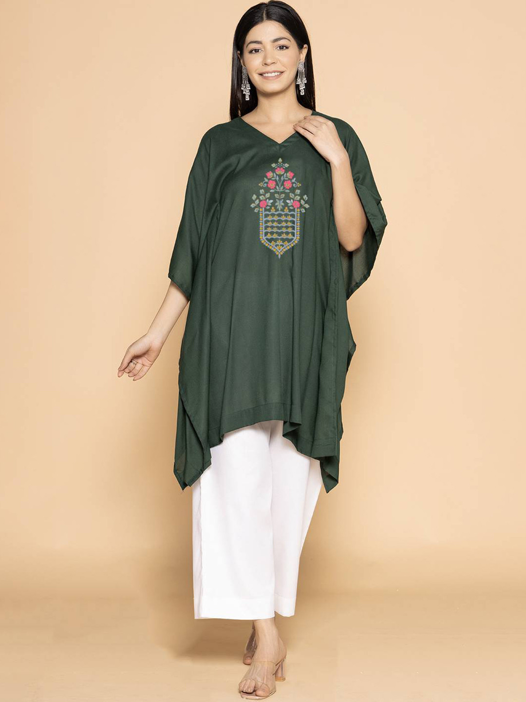 LetsDressUp Floral Printed V-Neck Tunic