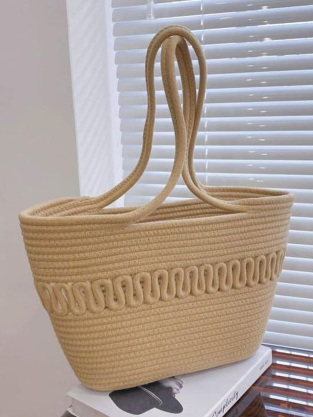 Bajo's Self Design Oversized Jute Shoulder Bag With Cut Work