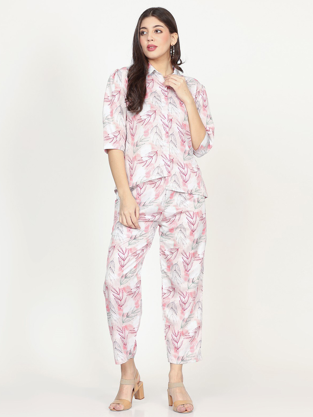 Chanting Blue Linen Satin Low-High Shirt & Trousers