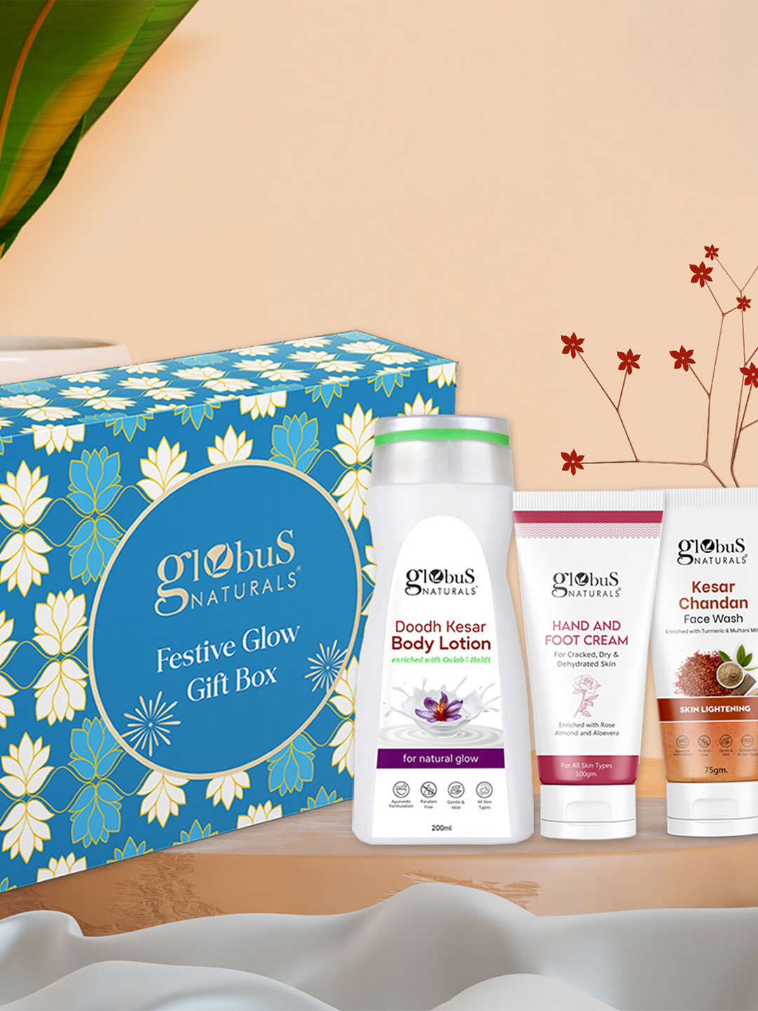 Globus naturals 3-Pcs Body Lotion-Hand & Foot Cream & Face Wash Gift Set