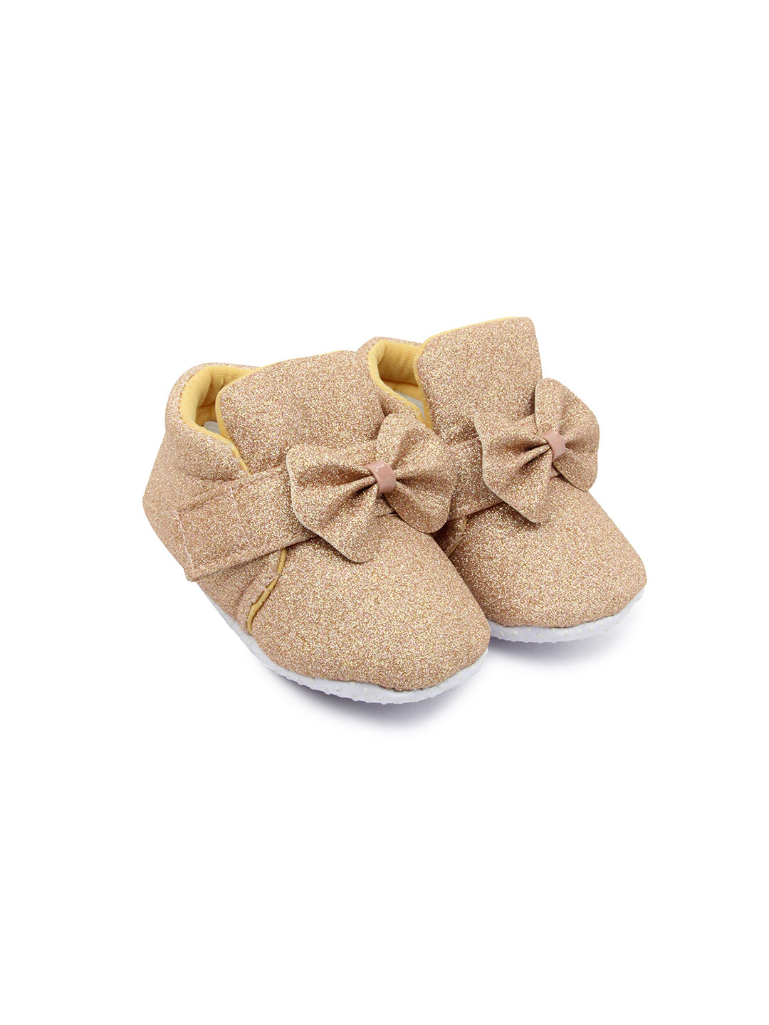 BAESD Infant Girls Textured Bow Detail Cotton Booties
