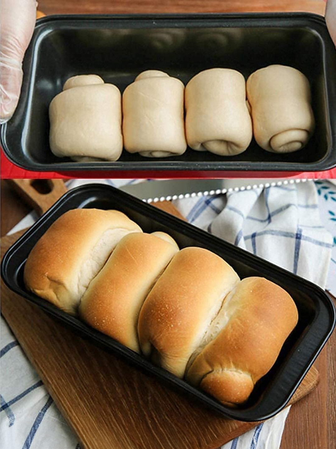 URBANFIX Black 2 Pieces Non Stick Outperform Carbon Steel Bread Loaf Mould