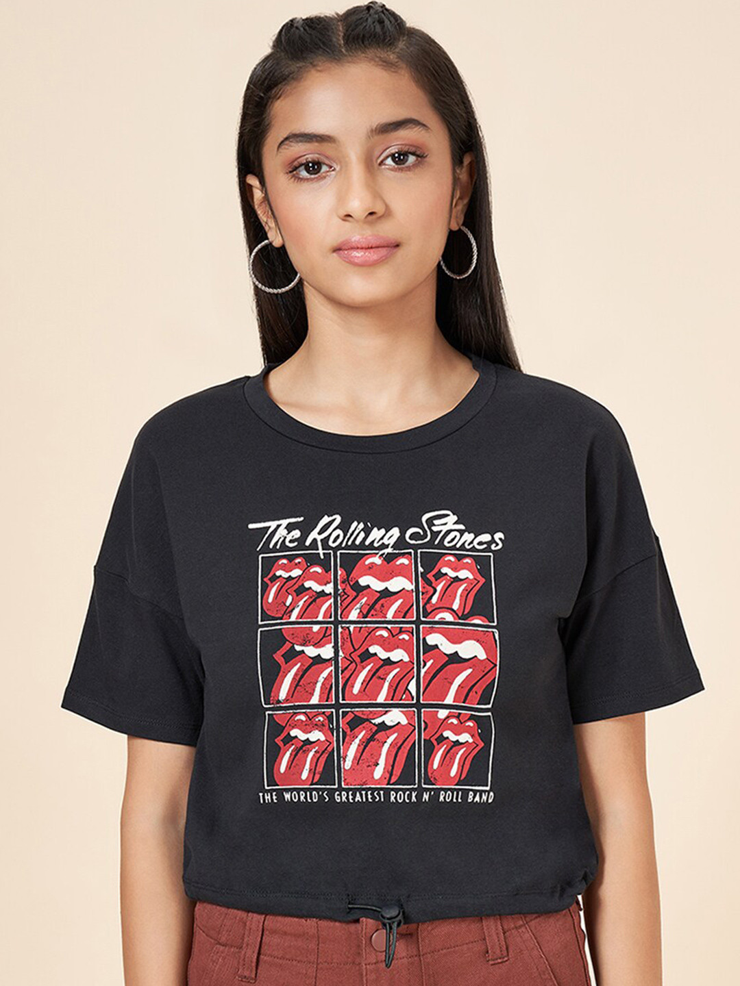 Coolsters by Pantaloons Girls Boxy Fit Typography Printed Drop Shoulder Sleeves T-shirt