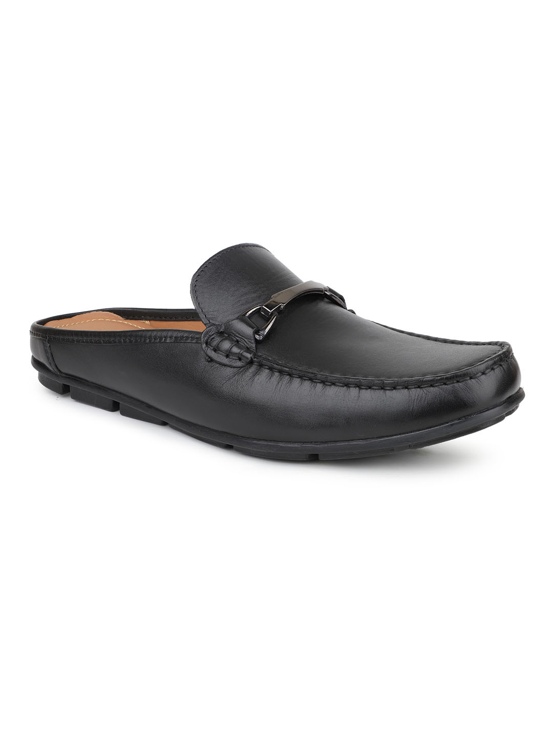 ATESBER by Inc.5 Men Buckle Detailed Leather Mules