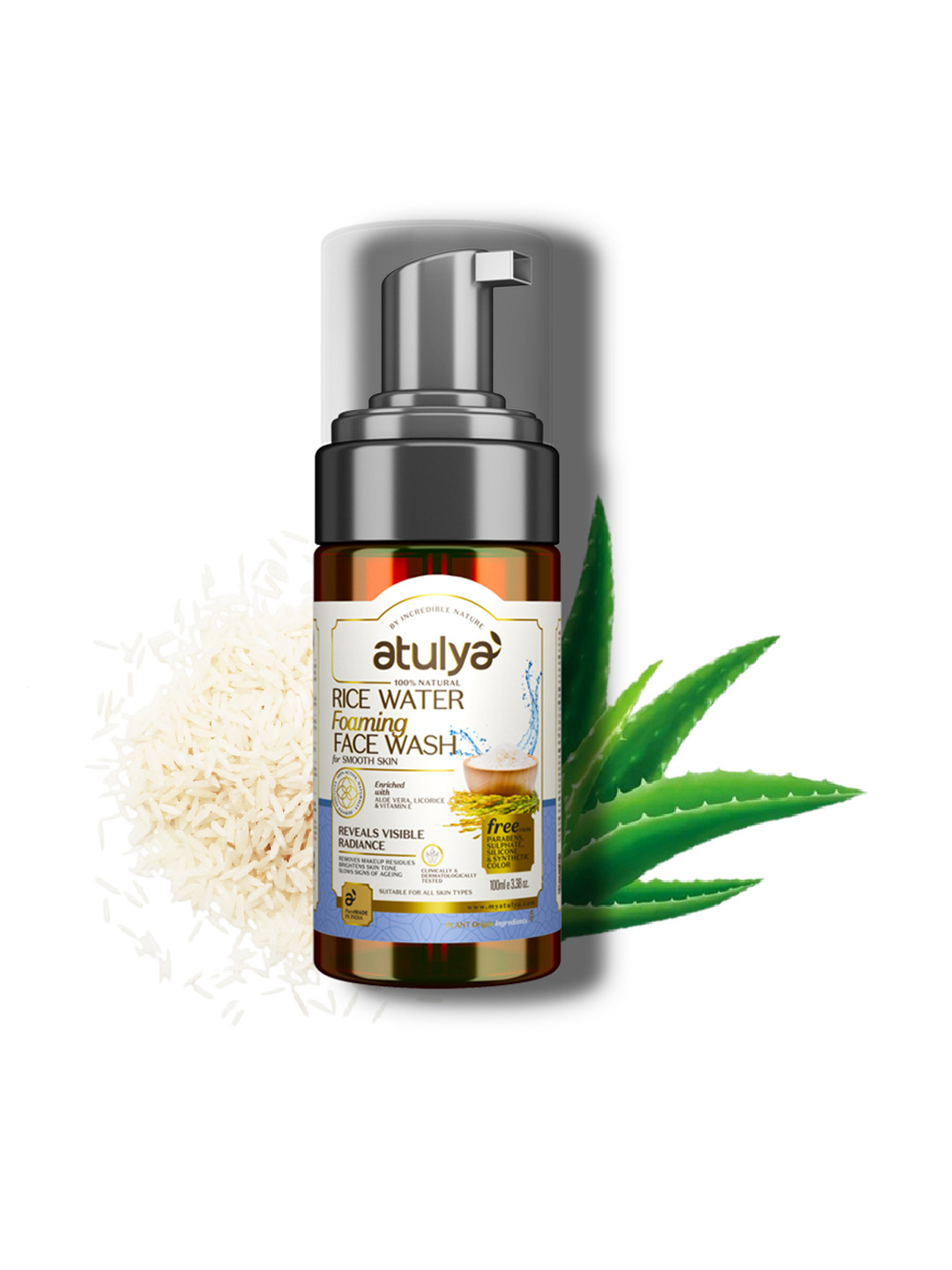 Atulya Rice Water Foaming Face Wash To Brighten Skin Tone - 100ml