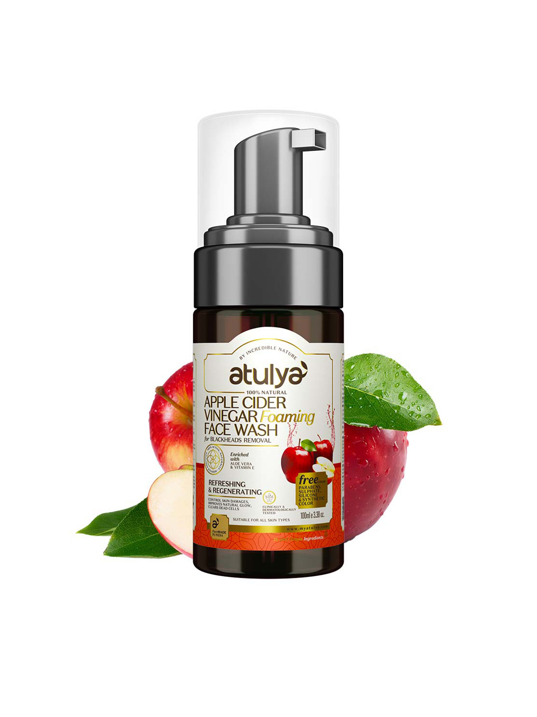 Atulya Apple Cider Vinegar Foaming Face Wash To Protect Skin Damage - 100ml