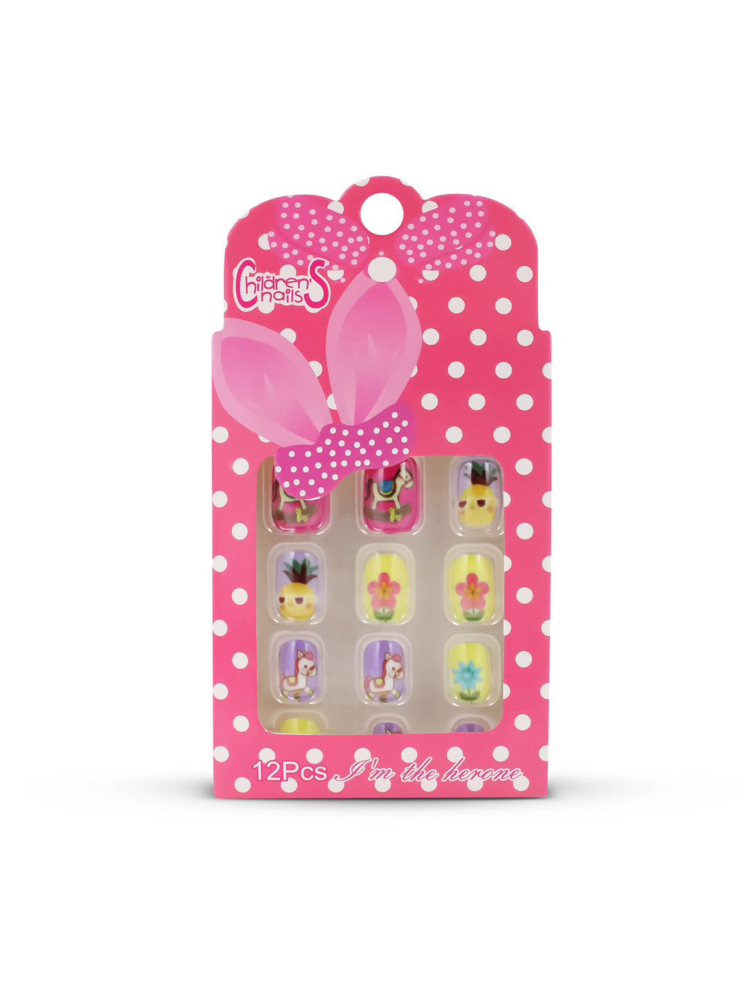 JENNA Girls 12-Pcs Flower Pony Artificial Nails Art Kit