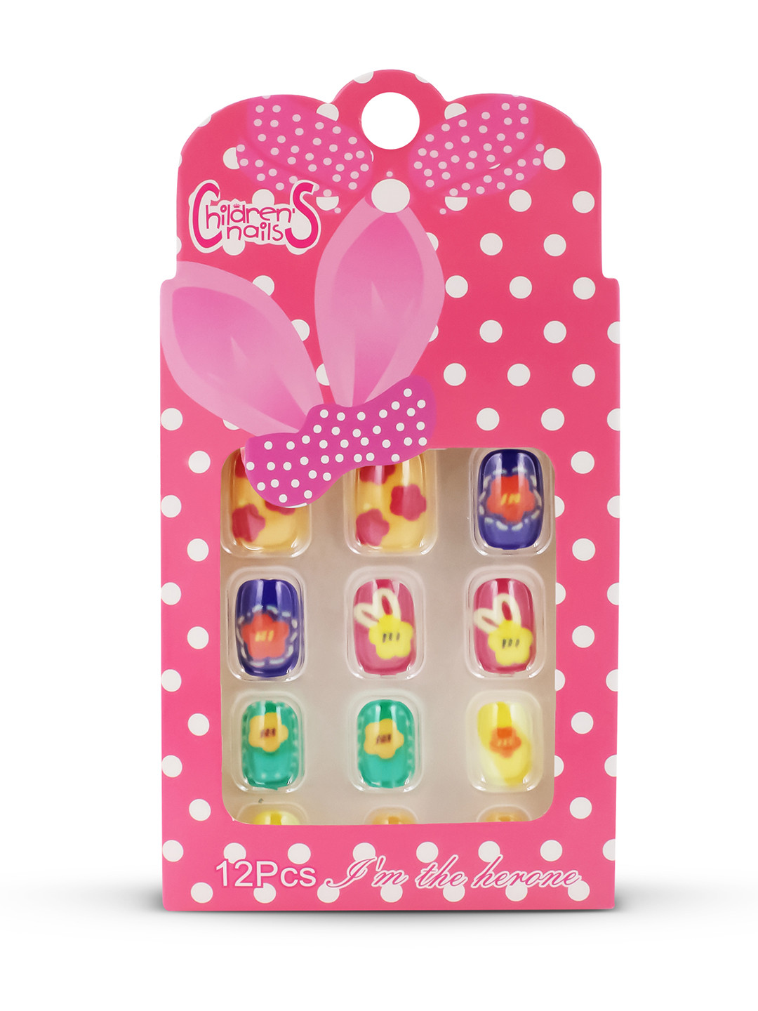 JENNA 12-Pcs Star Flower Design Artificial Nails Art Kit With Glue