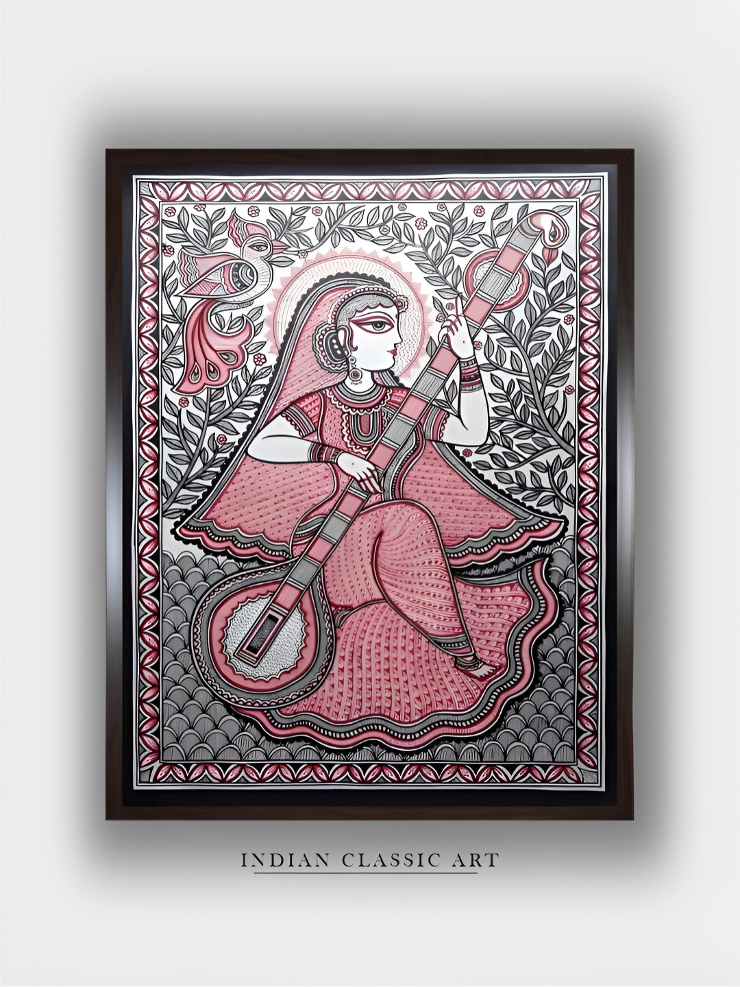 INDIAN CLASSIC ART Madhubani Canvas Wall Rectangle Paintings Wall Art -20 x 30 In