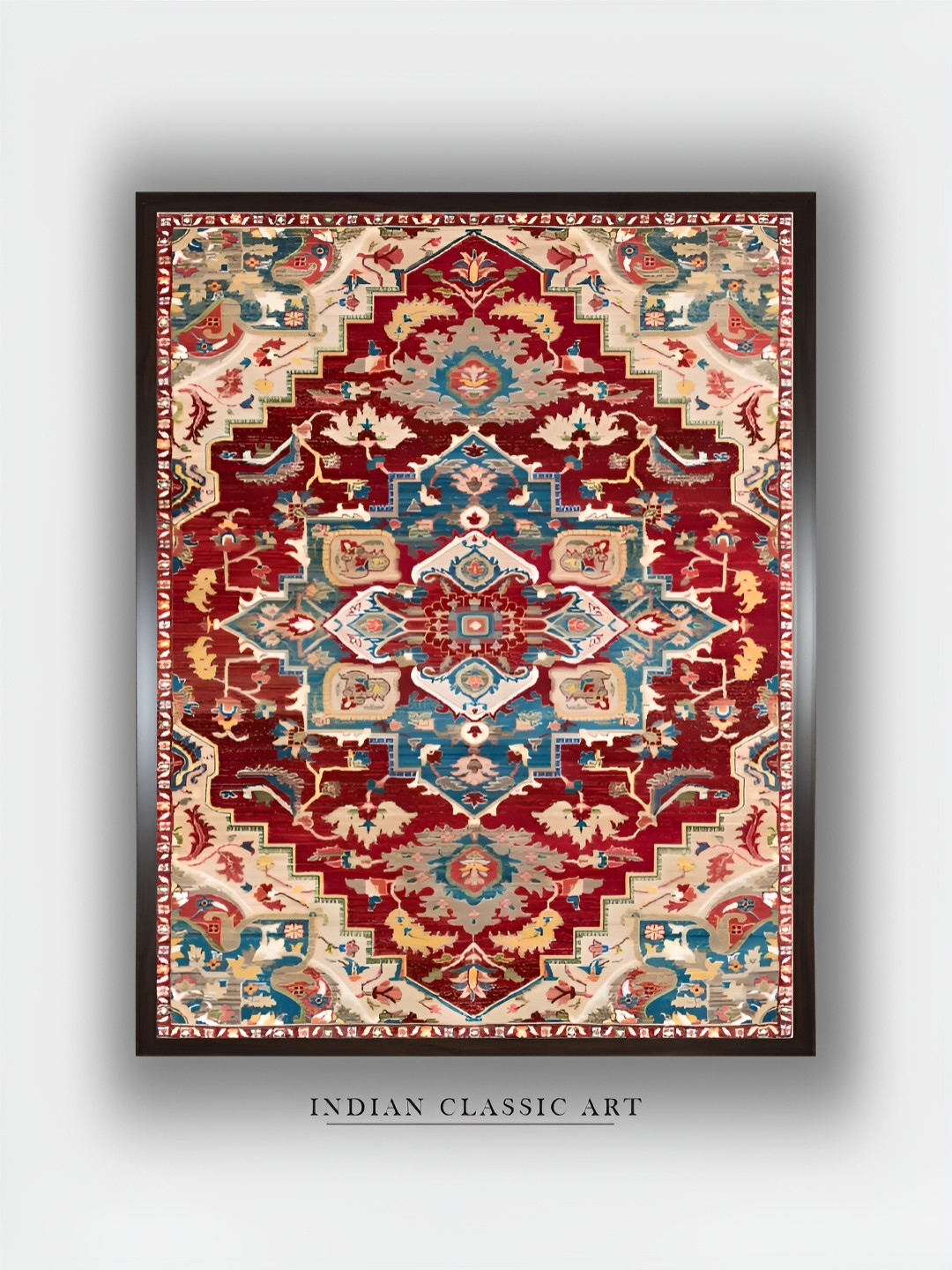 INDIAN CLASSIC ART Cream & Red Canvas Floral and Botanical Wall Art