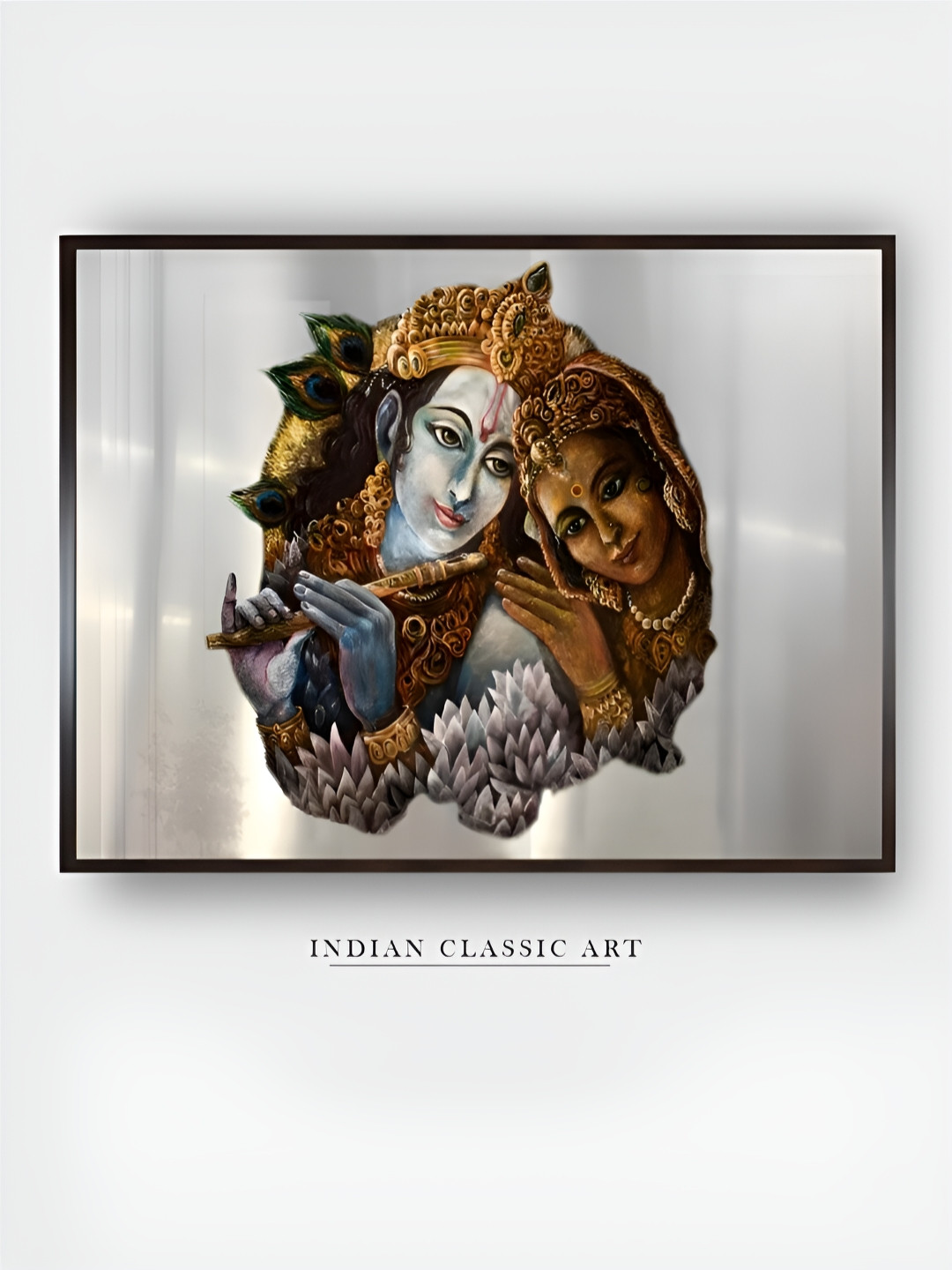 INDIAN CLASSIC ART Grey & Brown Wooden Religious Wall Art