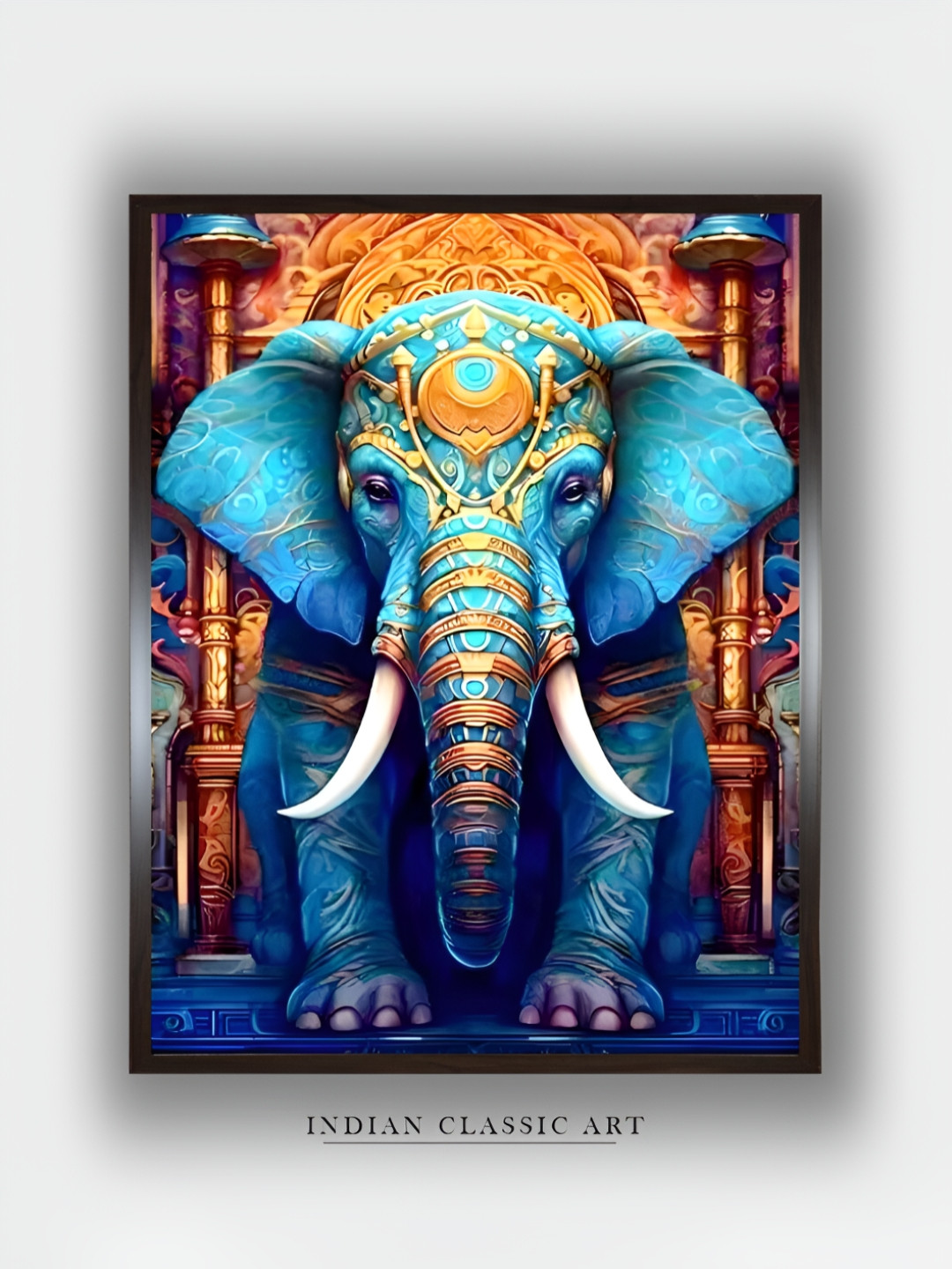 INDIAN CLASSIC ART Blue & Gold-Toned Canvas Paintings Wall Art