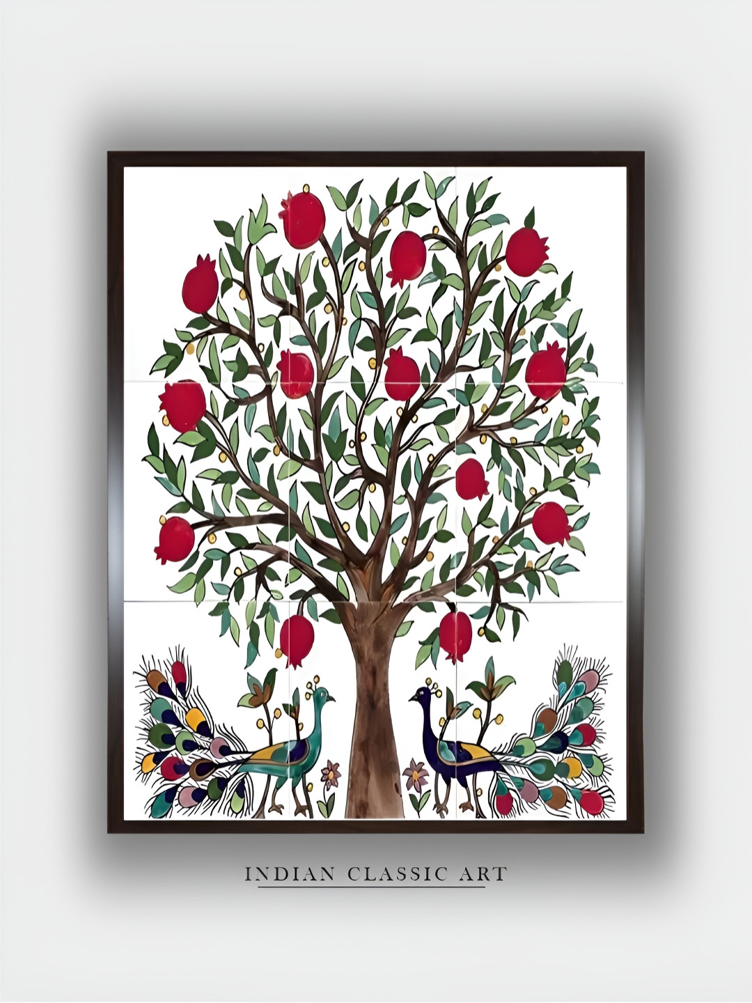 INDIAN CLASSIC ART White & Green Floral and Botanical Wall Art