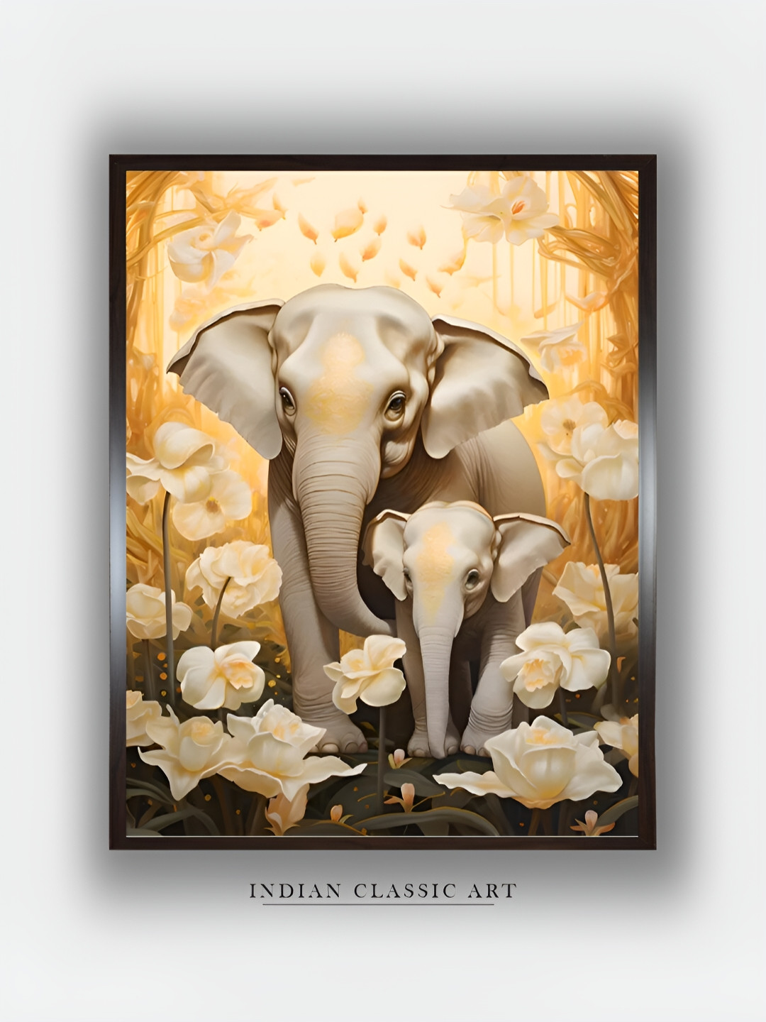 INDIAN CLASSIC ART Beige & Grey Abstract Canvas Wall Art