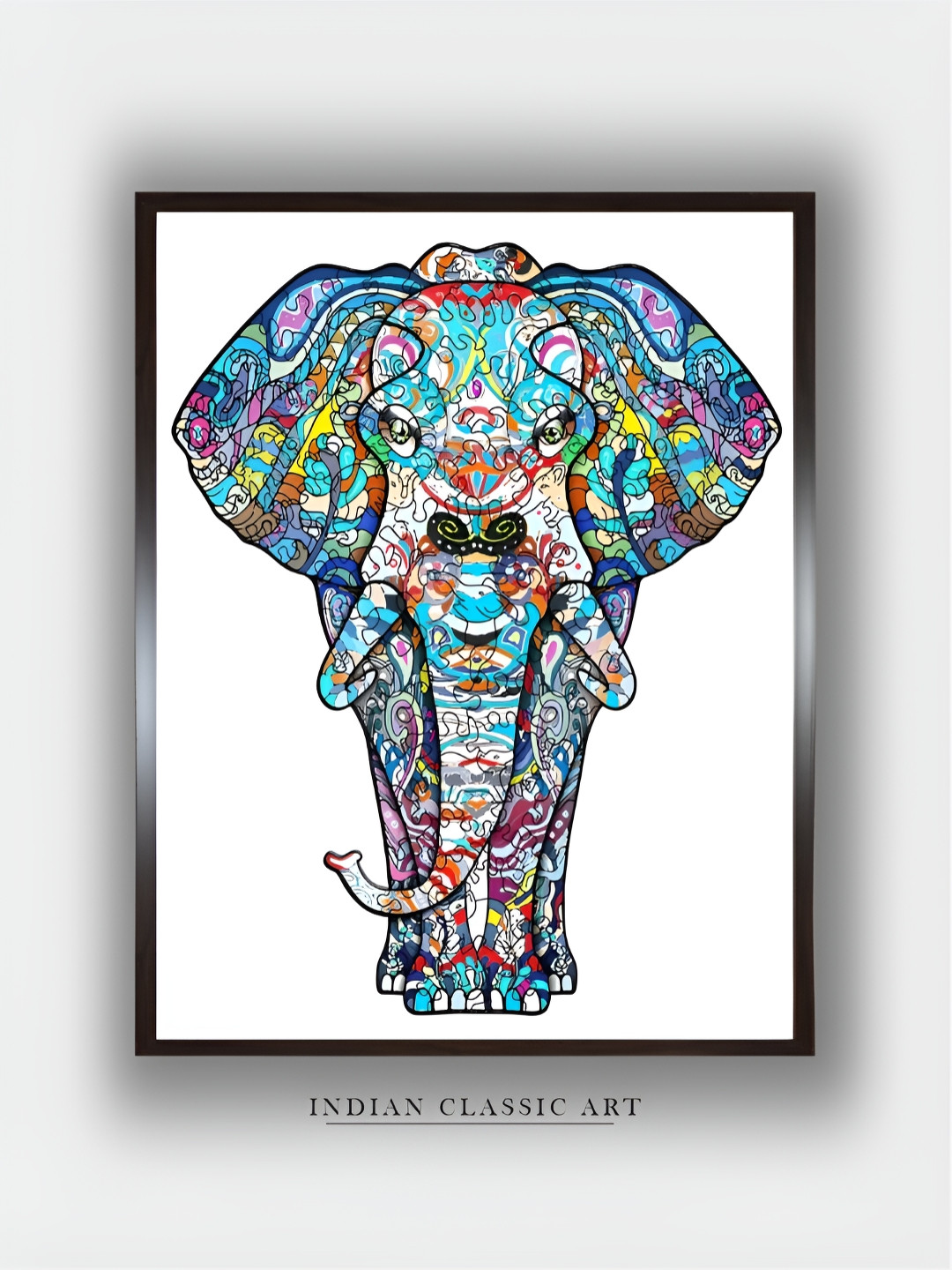 INDIAN CLASSIC ART Elephant Canvas Living Room Paintings Wall Art -19.69 x 29.92In
