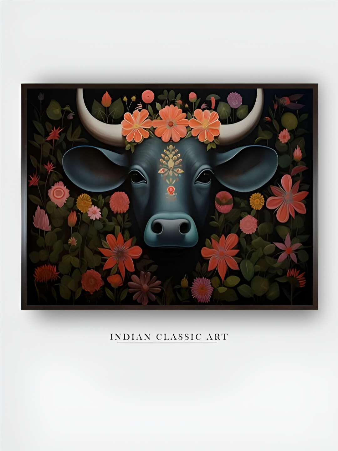 INDIAN CLASSIC ART Blue & Orange Abstract Canvas Wall Art