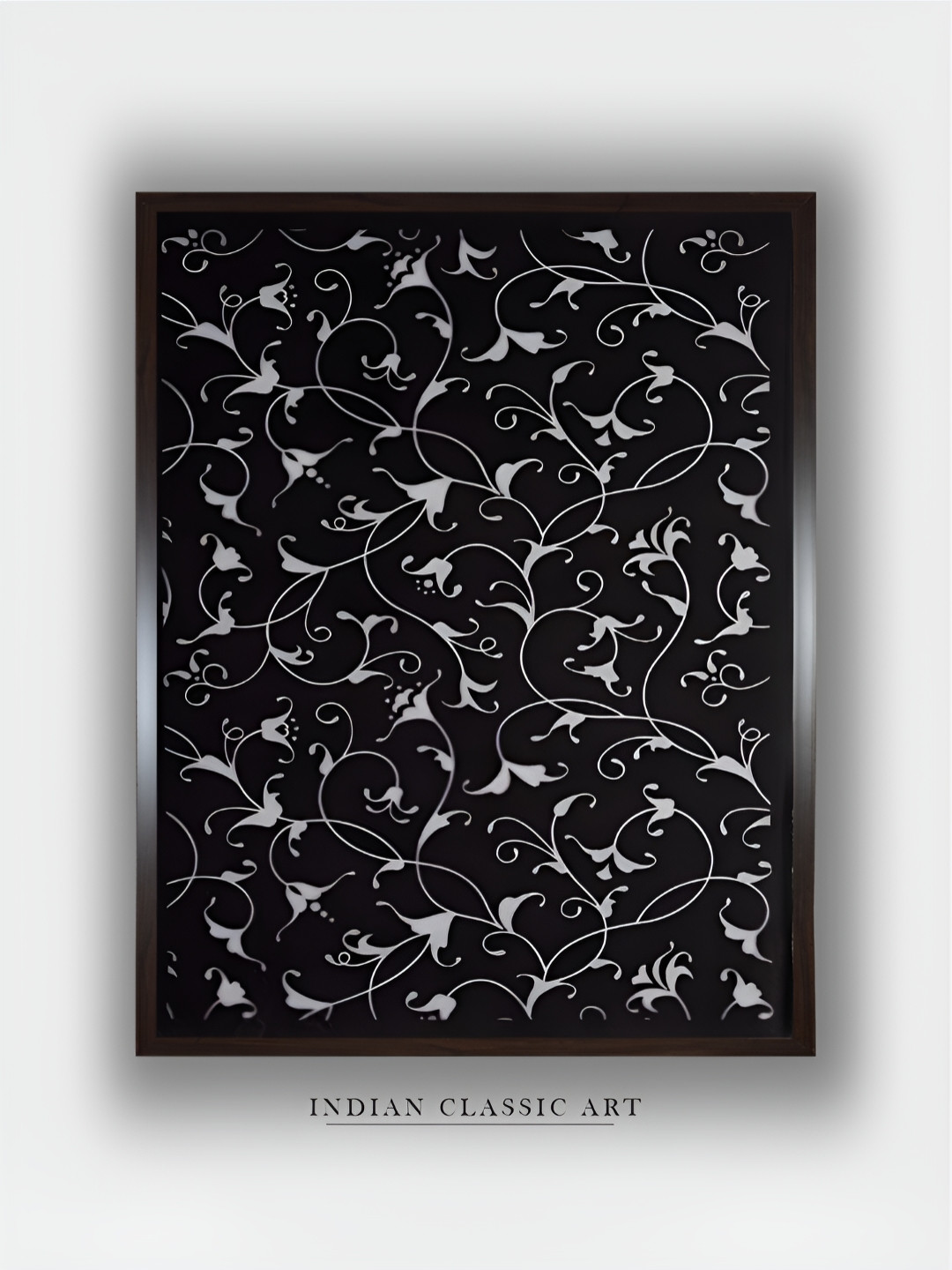 INDIAN CLASSIC ART Floral Wood Wall Rectangle Paintings Wall Art - 30 x 20In