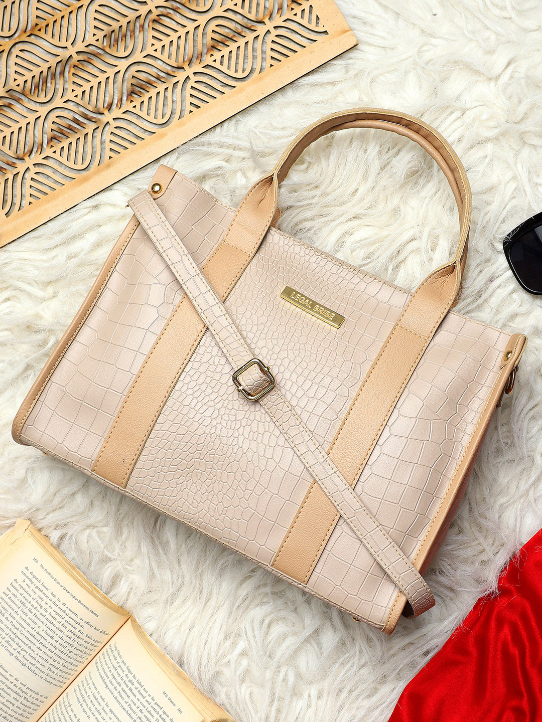 LEGAL BRIBE Animal Textured Structured Tote Bag