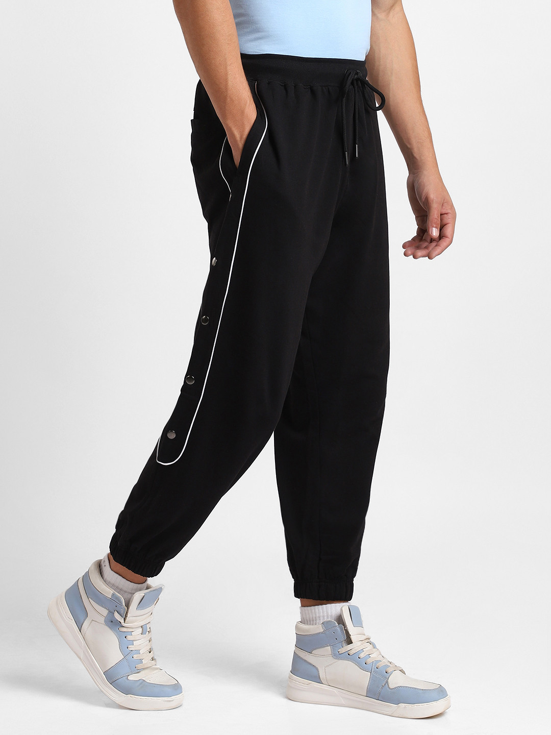 NOBERO Men Oversized Relaxed Joggers with Side Buttons