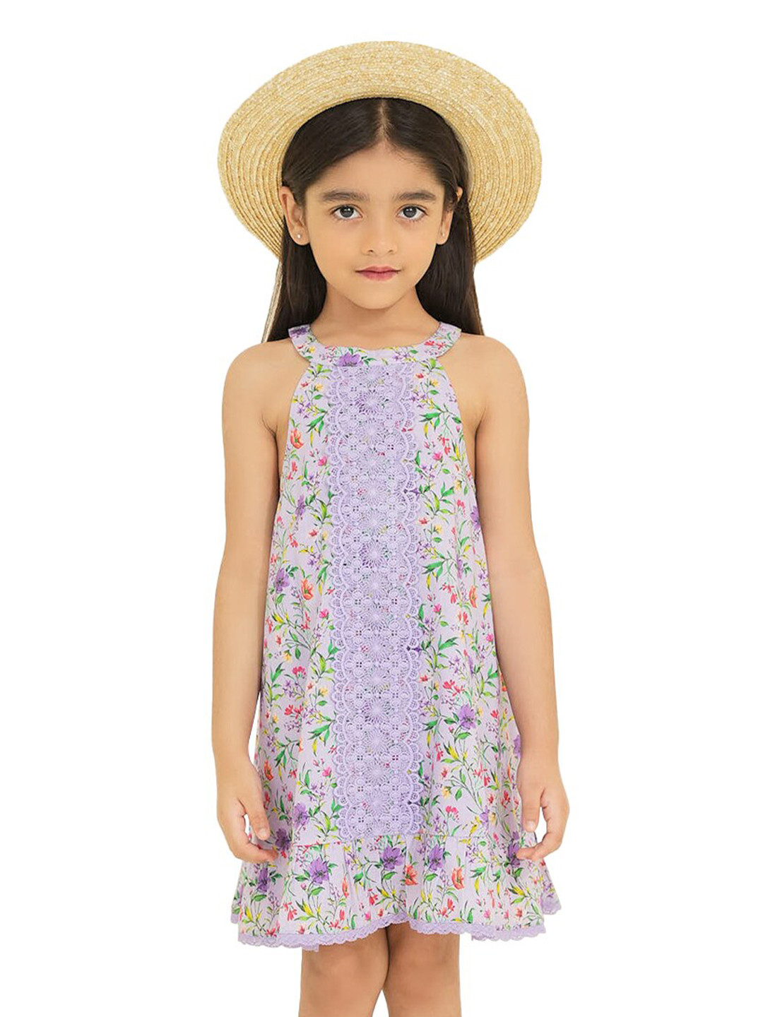 The Tribe Kids Girls Floral Printed Cotton A-Line Dress