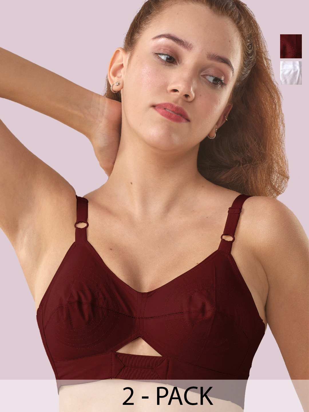 LUX VENUS Pack Of 2 All Day Comfort Full Coverage Cotton Everyday Broad Bottom Bra