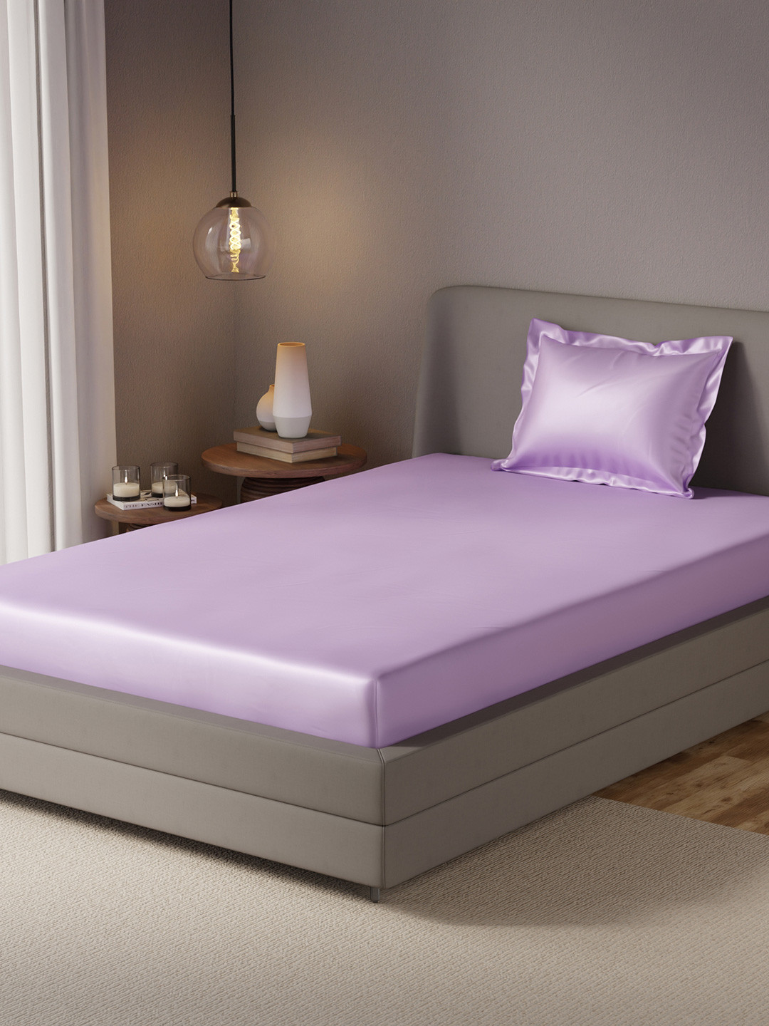 Stoa Paris Date Night 300 TC Single Satin Fitted sheet With 1 Pillow Cover