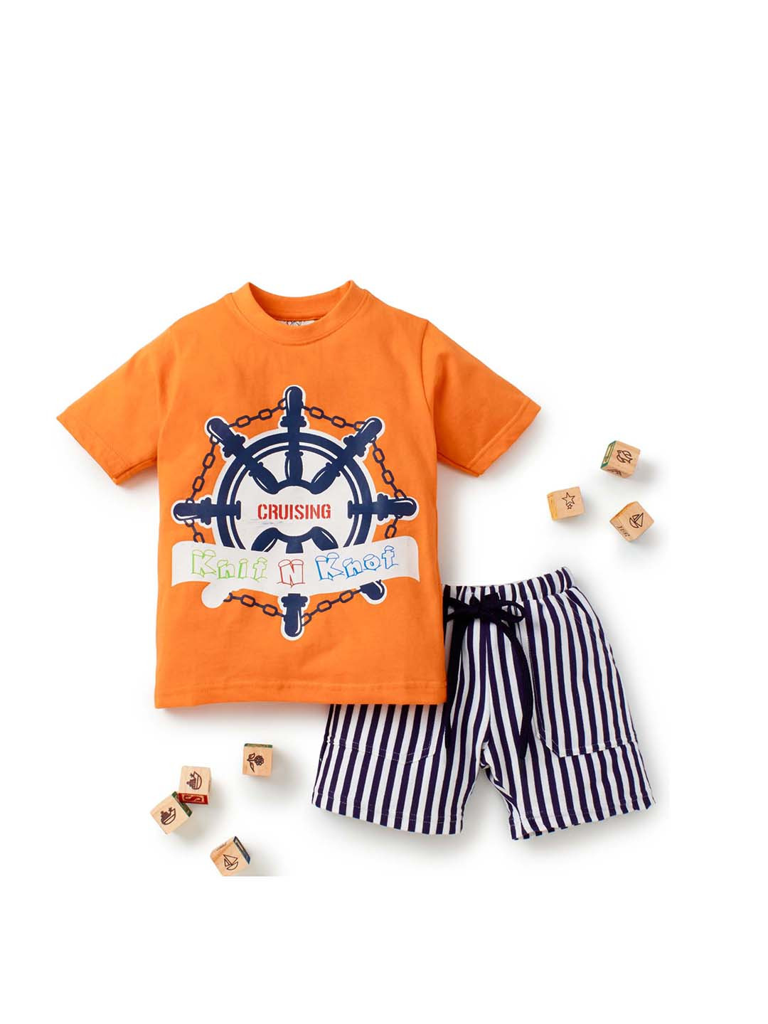 Knit N Knot Boys Graphic Printed T-shirt with Shorts