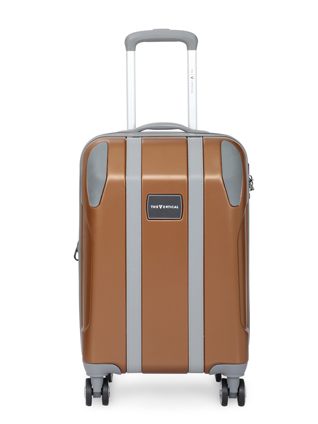 THe VerTicaL Griffin Brown & Grey Colourblocked Hard-Sided Cabin Trolley Bag 57.5Cm