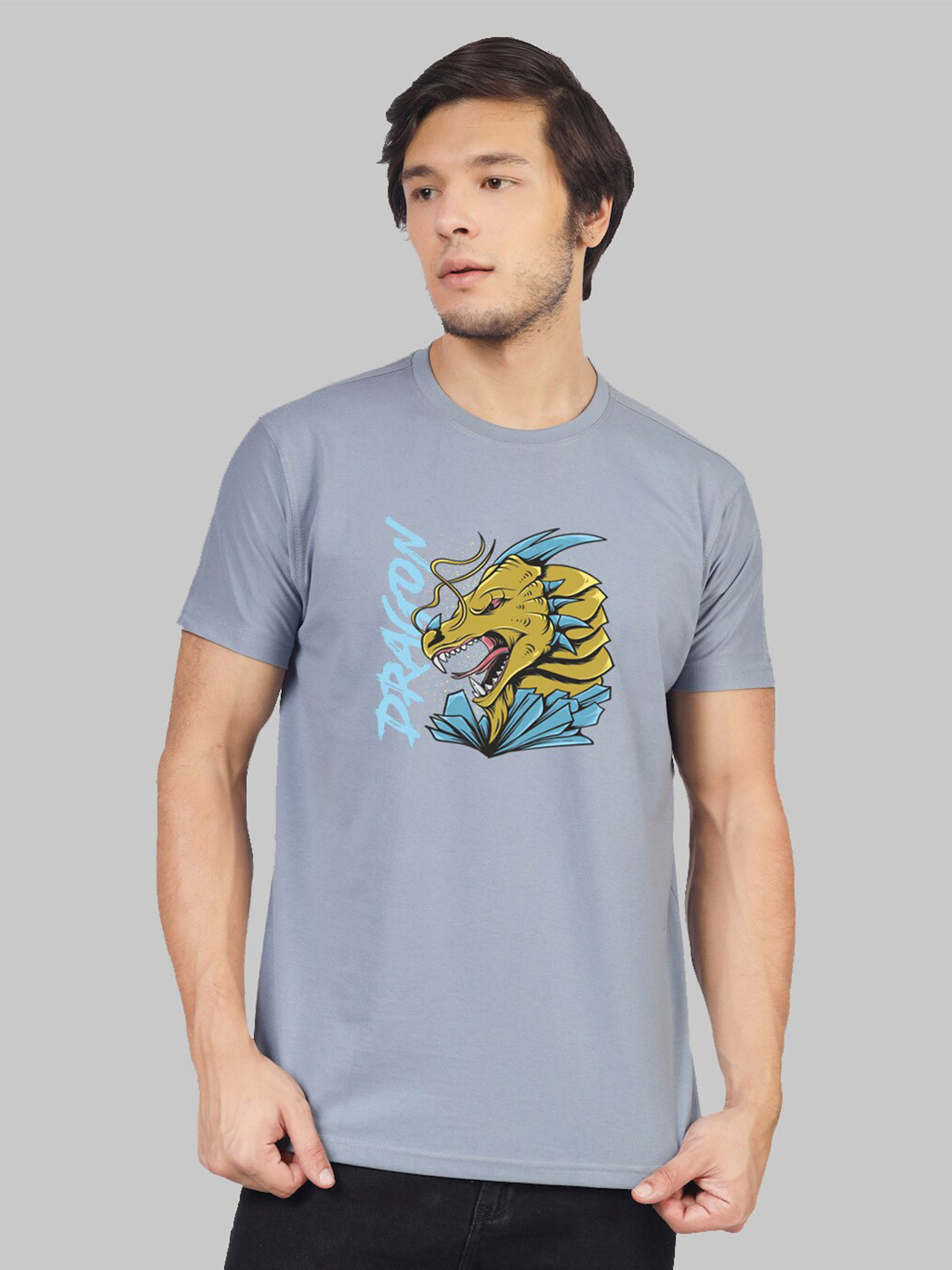 Greylongg Yorksteadd 2076 Vireo Round Neck Dragon Printed Short Sleeves T-shirt