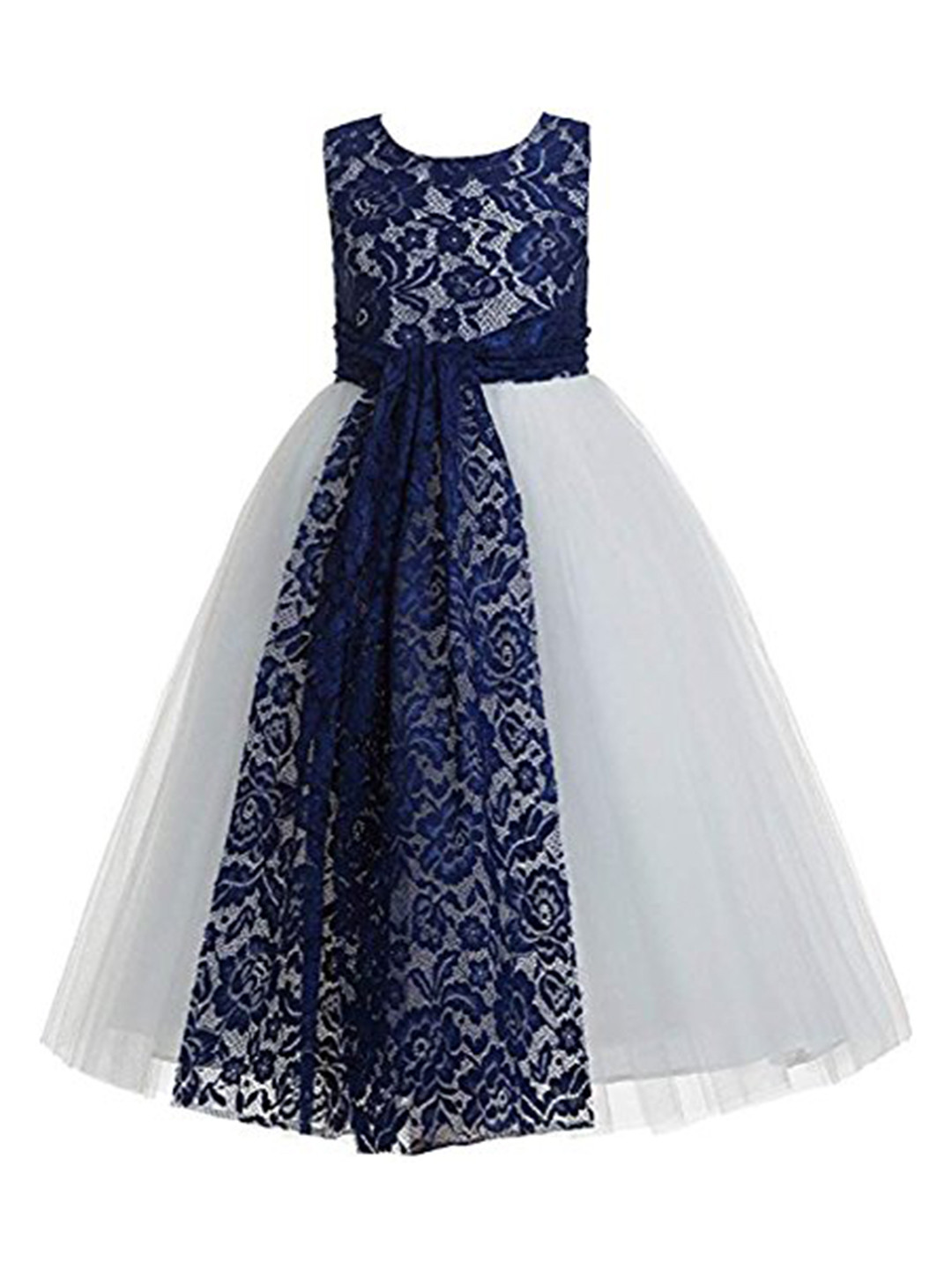 BAESD Girls Sleeveless Floral Net Maxi Opaque Party Dress