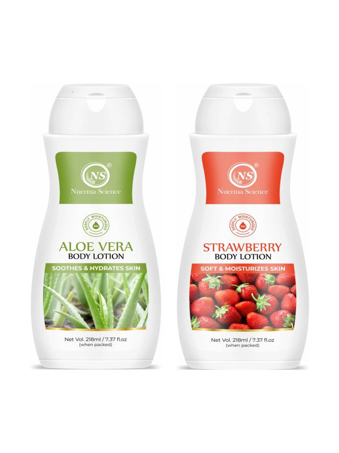 Nuerma Science Set of Aloe Vera & Strawberry Body  Lotion - 218 ml each
