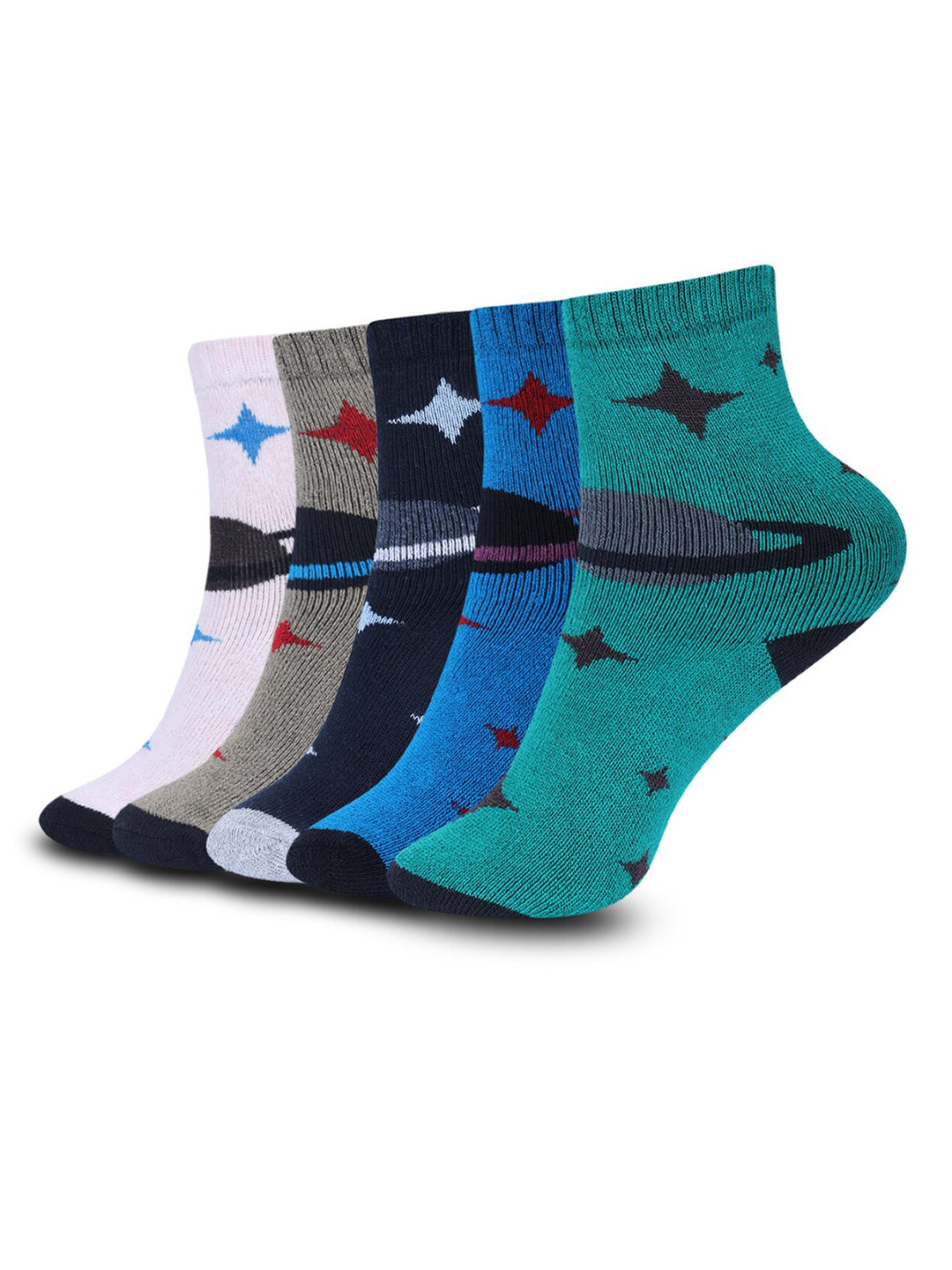 Dollar Socks Kids Pack Of 5 Assorted Cotton Patterned Socks