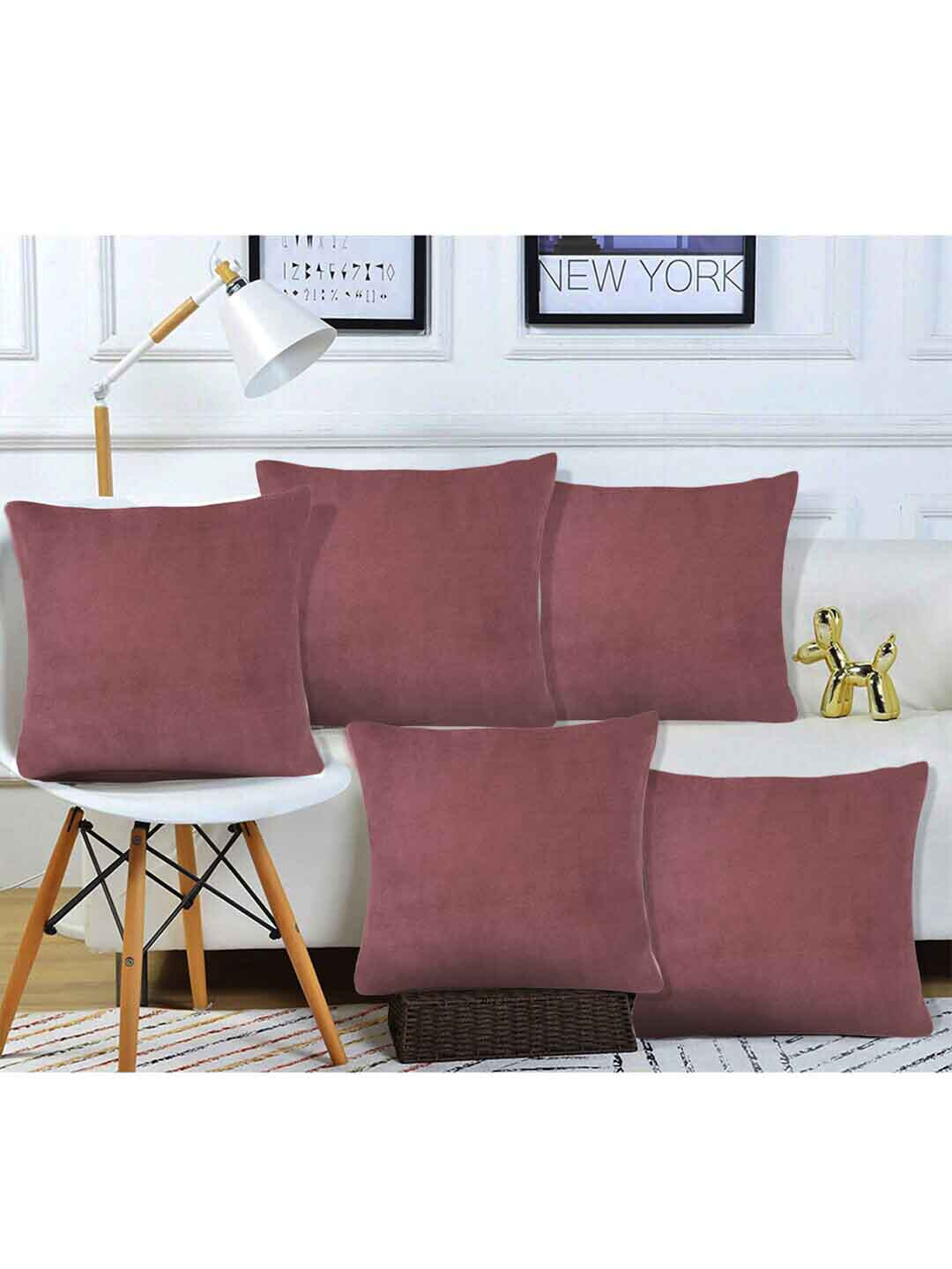 KLOTTHE Rust 5 Pieces Woolen Cushion Covers