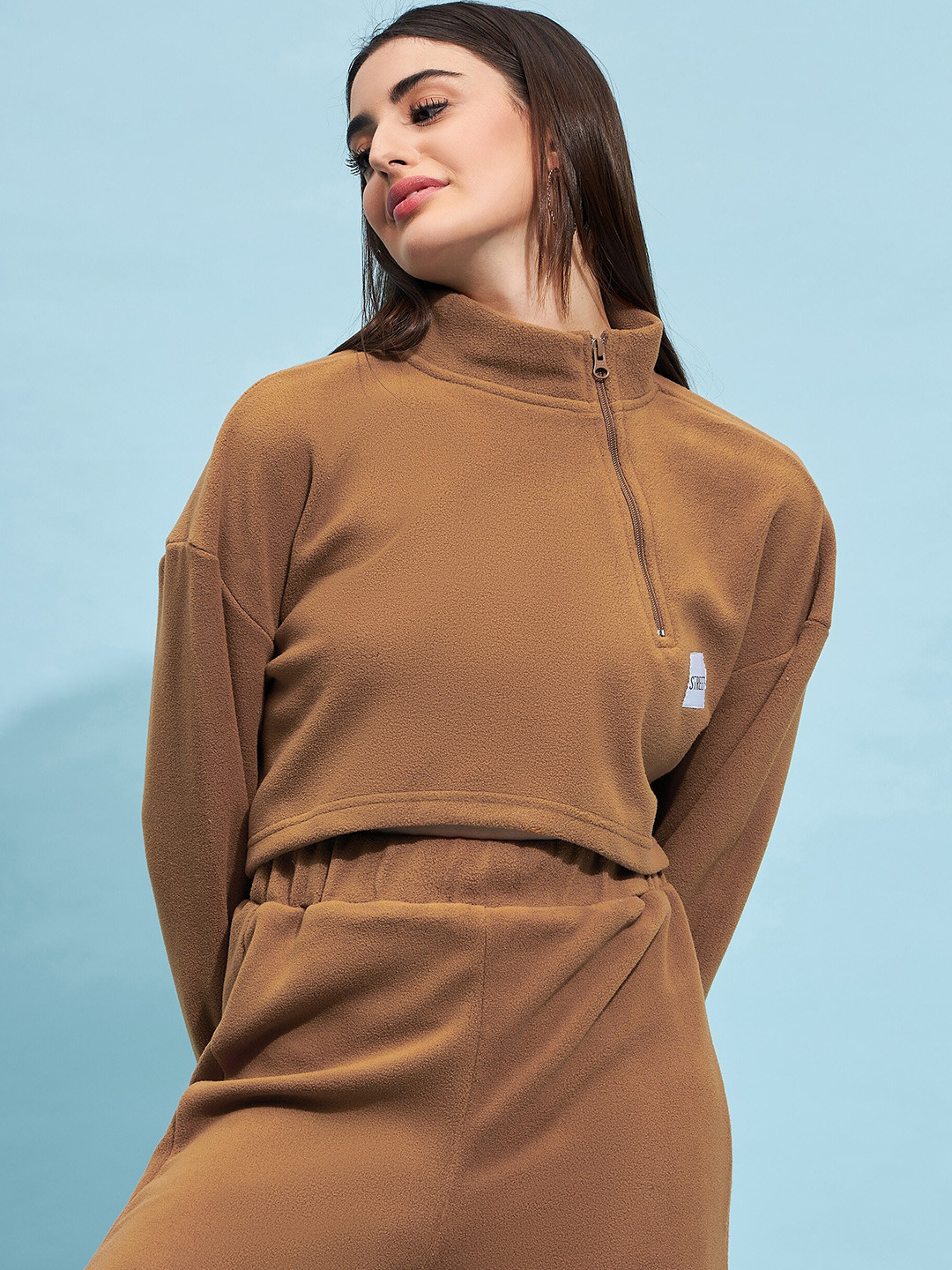 STREET 9 High Neck Crop Sweatshirt